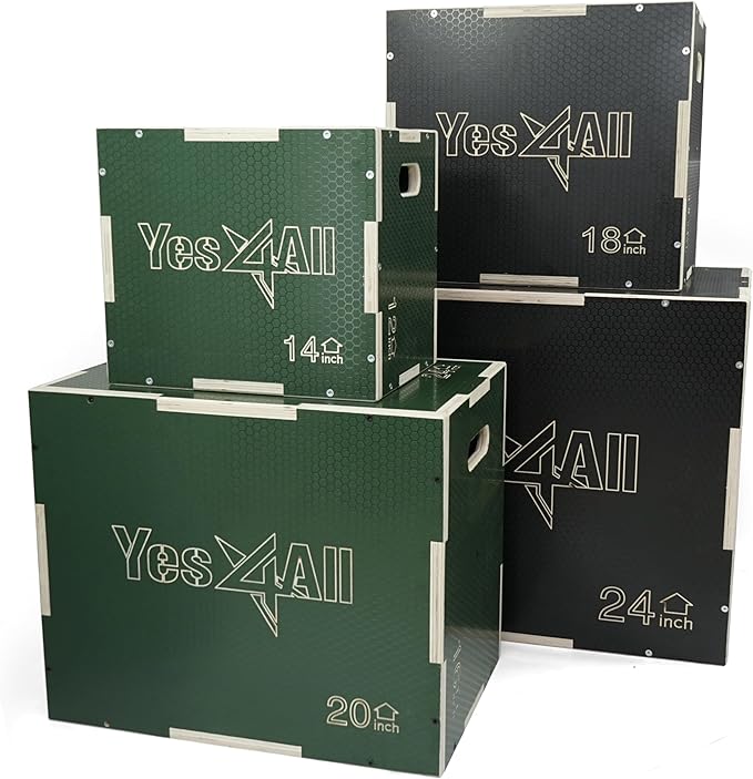 Yes4All 3 in 1 Non-Slip Wooden Plyo Box, Step Up Box for Workout, Plyometric Jump Box for Skipping, Jumping, Lunges, Squats, Dips