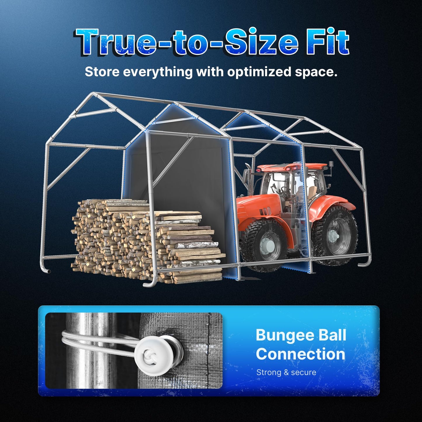 ADVANCE OUTDOOR 10X15 ft Garage Shelter Steel Metal Peak Roof Portable Storage Shed Carport for Motorcycle Boat, or Garden Tools with 2 Roll up Doors & Vents, Gray