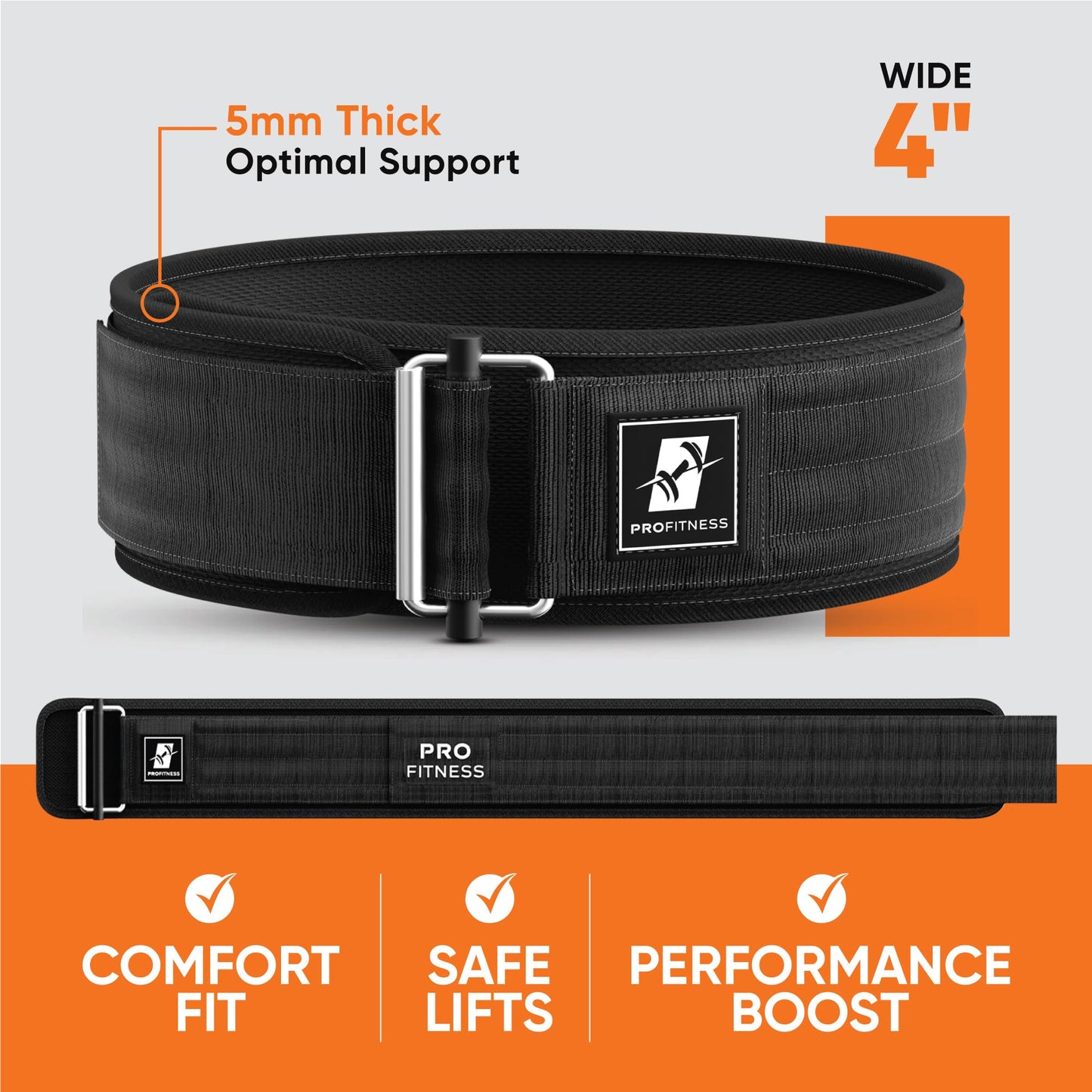 Workout Belt for Men & Women | Premium Weightlifting Belt for Serious Functional Fitness | Weight Lifting, Back Belt for Lifting | Olympic Lifting Athletes (Black/White, Medium)