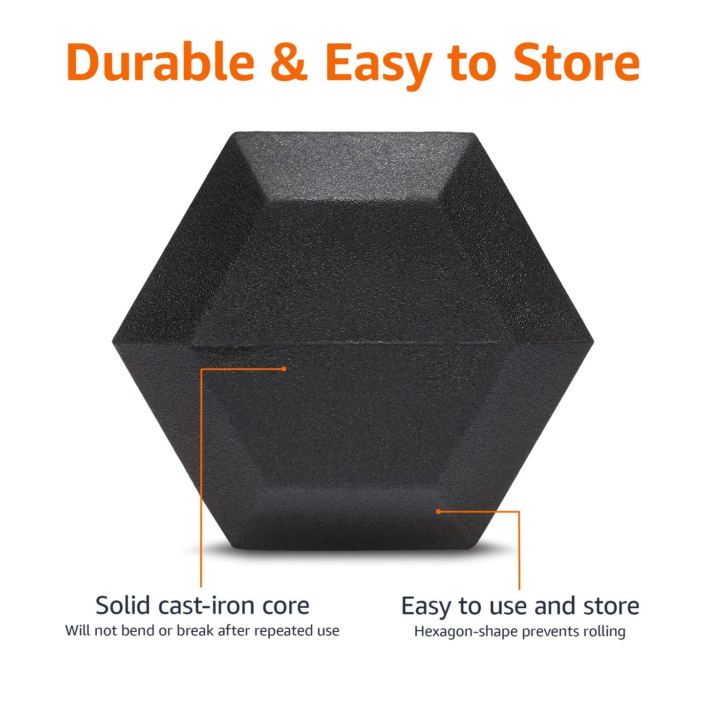 Amazon Basics Rubber Hex Dumbbell Hand Weight with Comfortable Grip for Home Gym Workout, 35 Pounds, Single, Black