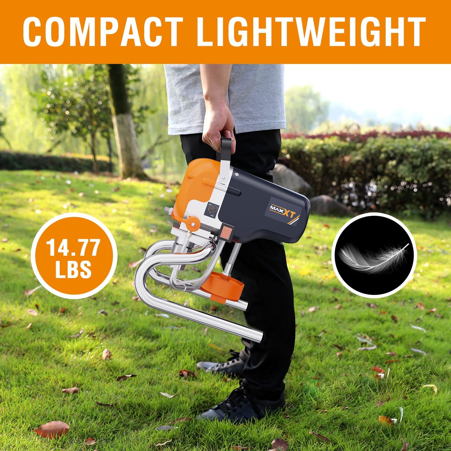 MAXXT Airless Paint Sprayers, 3300PSI Motorized Paint Sprayer with Stand, High Efficiency Spray Paint Machine for Home, Outdoor DIY Handyman Shed Garage House Painting Deck Fence Furniture