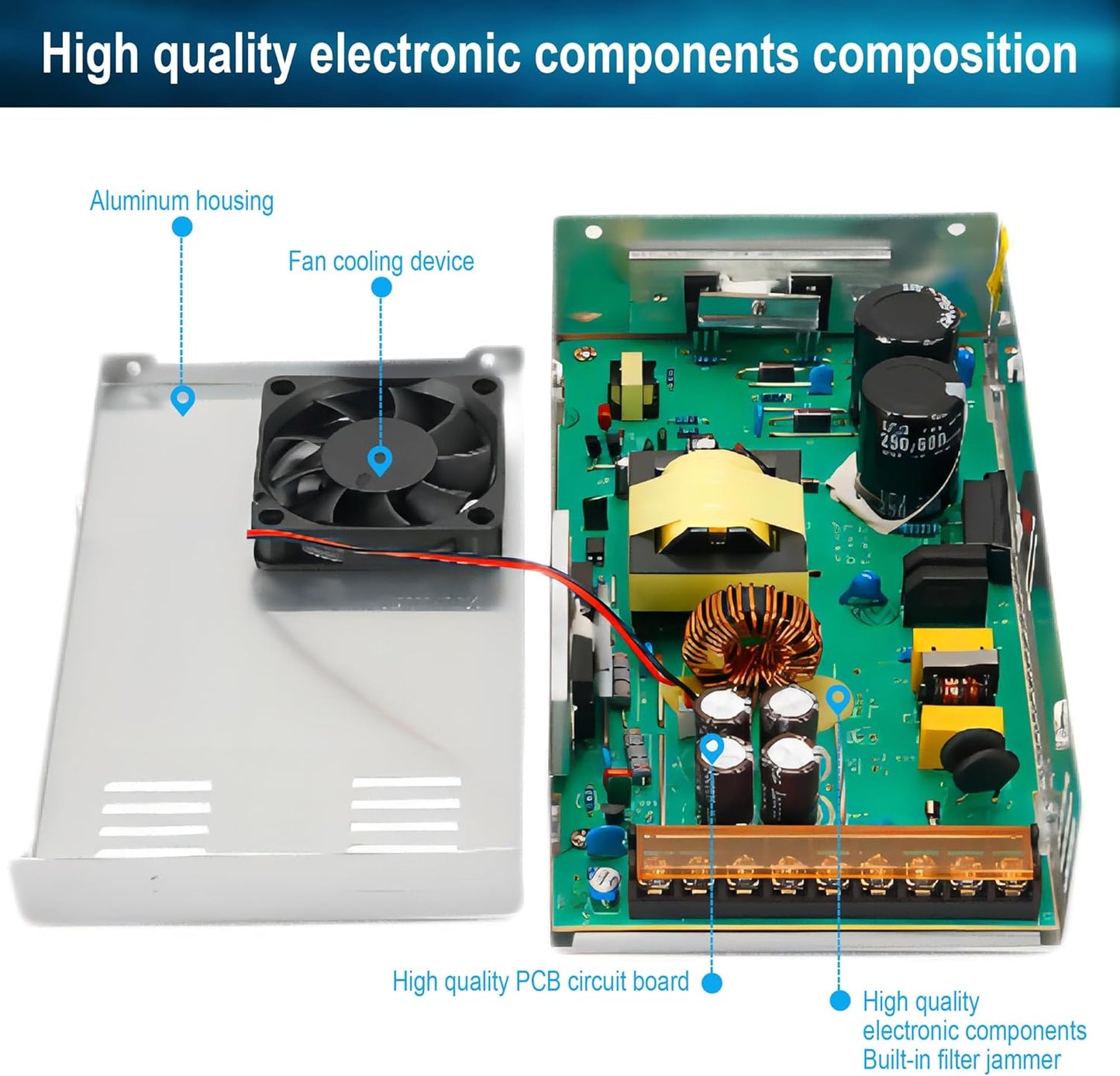 BOSYTRO 12V 50A 600W AC110V/220V 12 DC Switching Power Supply, Universal Regulated Switching (SMPS), Volt Power Supply