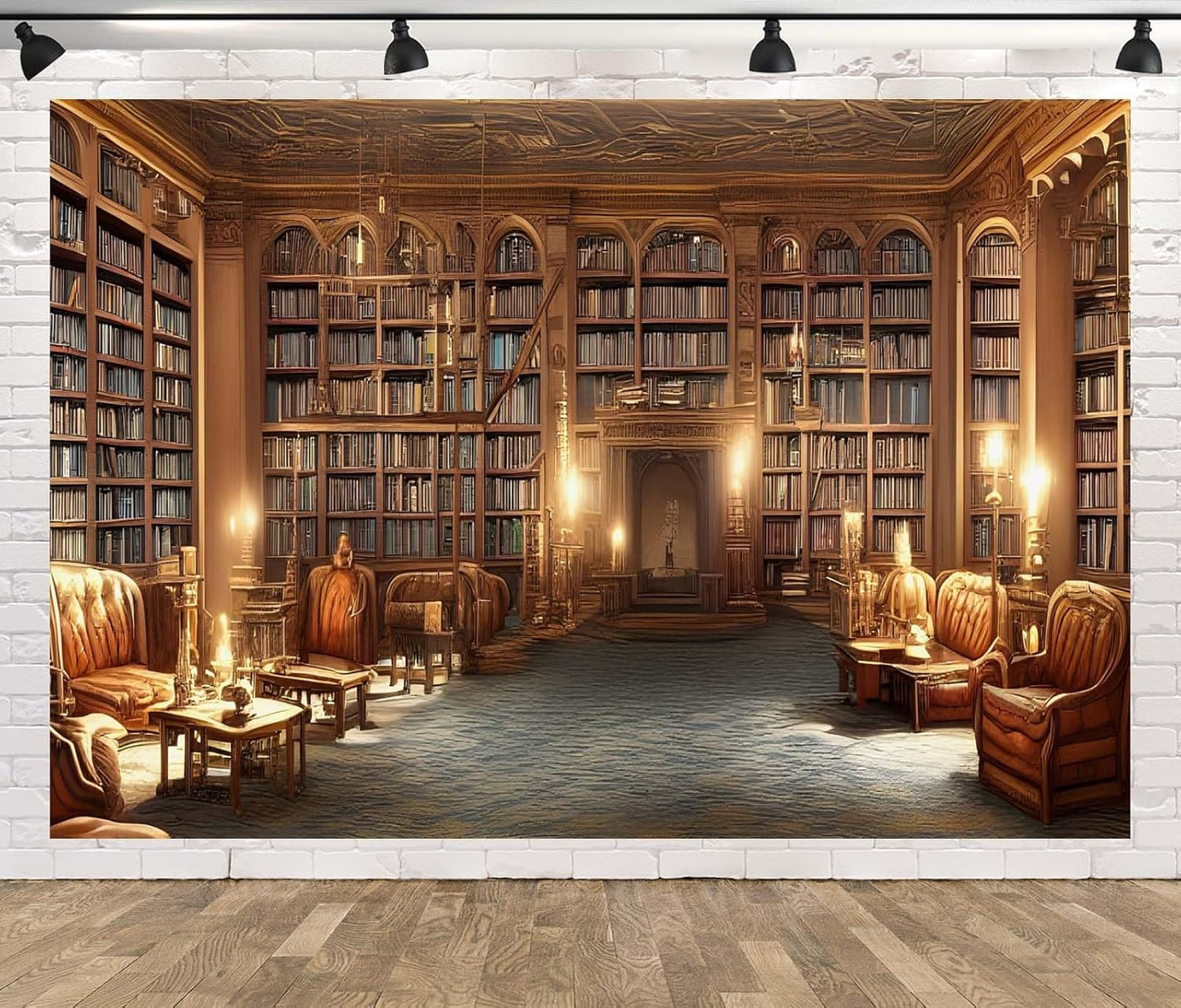 BELECO 5x3ft Fabric Vintage Library Backdrop Wooden Bookshelf Books Sofa Lounge Reading Room Background Library Party