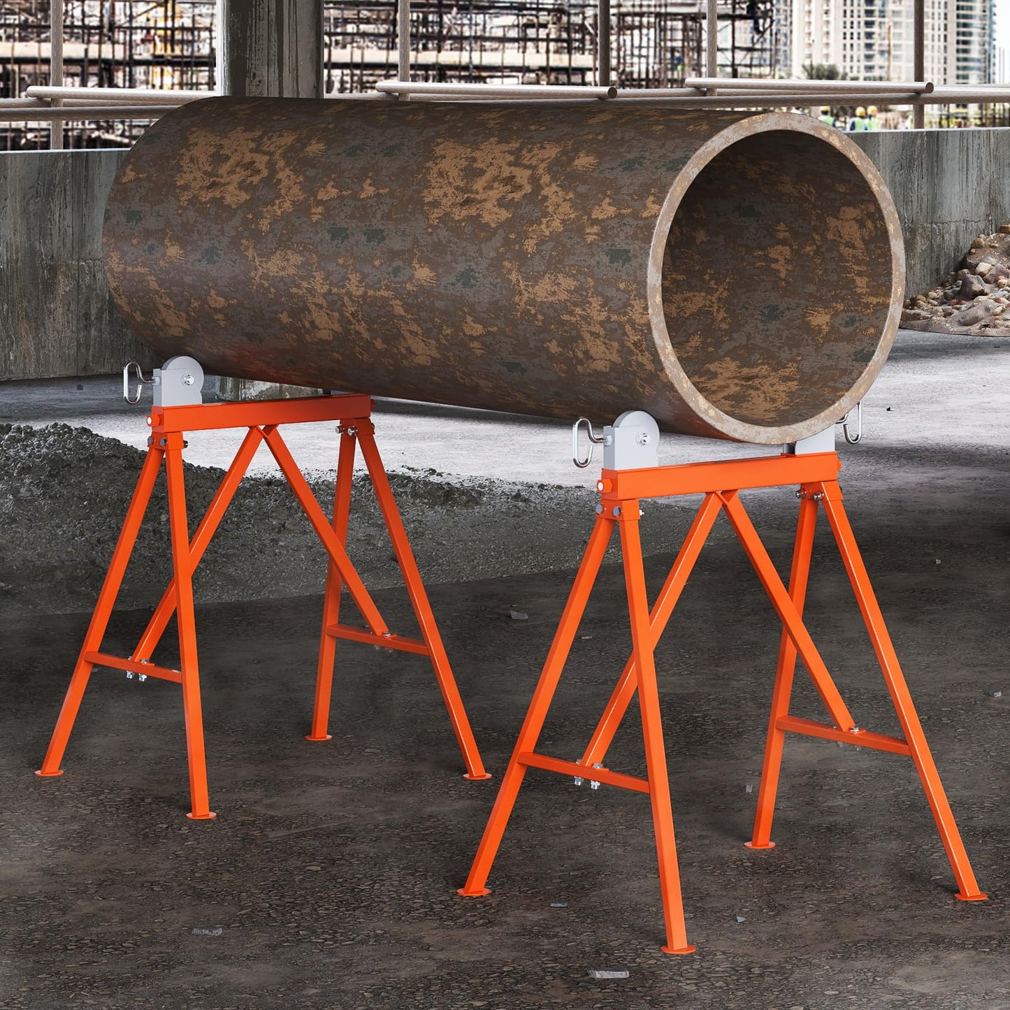 VEVOR Pipe Stand with Roller Head, Heavy Duty 2500 LBS Load Capacity, Suitable for 2-36 inches Pipes, 45# Steel Roller Pipe Stand for Welding