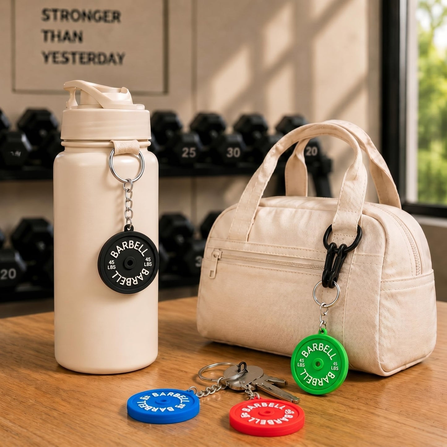 Tondiamo 12/24 Pcs Gym Keychain, Barbell Dumbbell Keychain, Workout Fitness Gifts for Gym Lover, Charm Gift for Women Men Bag