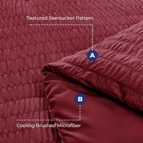HYMOKEGE Burgundy Comforter Set - 7-Piece All-Season Luxury Bedding Set with Sheets & Pillowcases