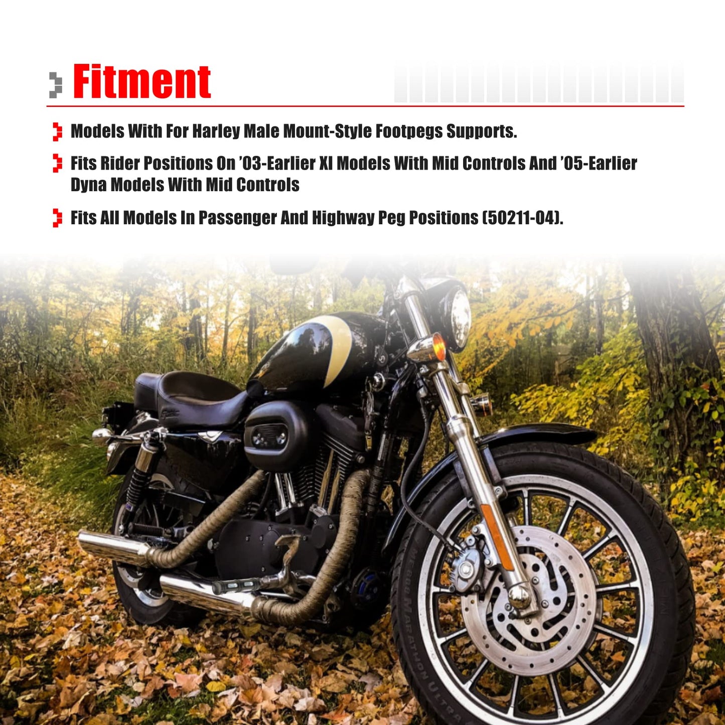 Goldfire 1 Pair Motorcycle Foot Pegs CNC Cut Male Front & Rear Foot Pegs Foot Rests Motorcycle Passenger Pedals Compatible with Harley Sportster, Dyna, Road King (Black)