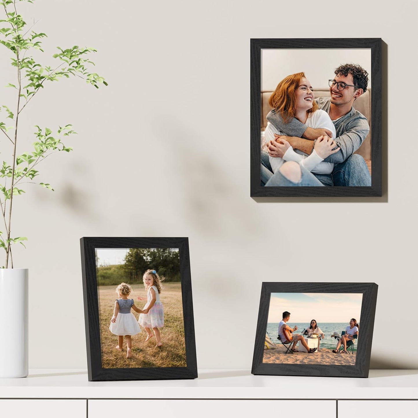 Vittanly 8x10 Picture Frames Set of 9 - Shatter Resistant Plexiglass | Display 5x7 or 8x10 Photos, Black