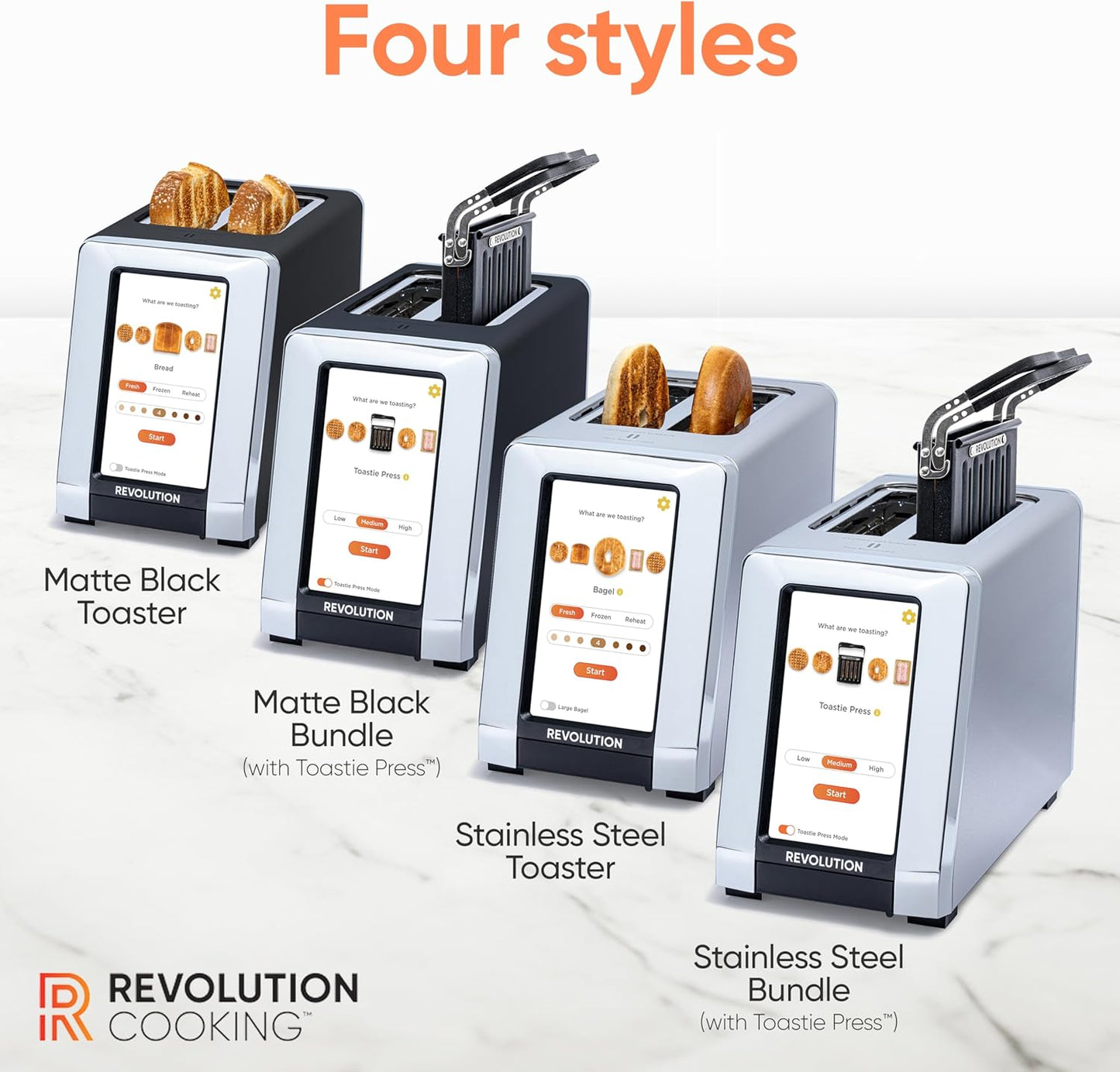 Revolution R180 Connect Touchscreen Smart Toaster - 6 Bread Types, 7 Browning Levels & Toastie Press | Stainless Steel, 2-Slice