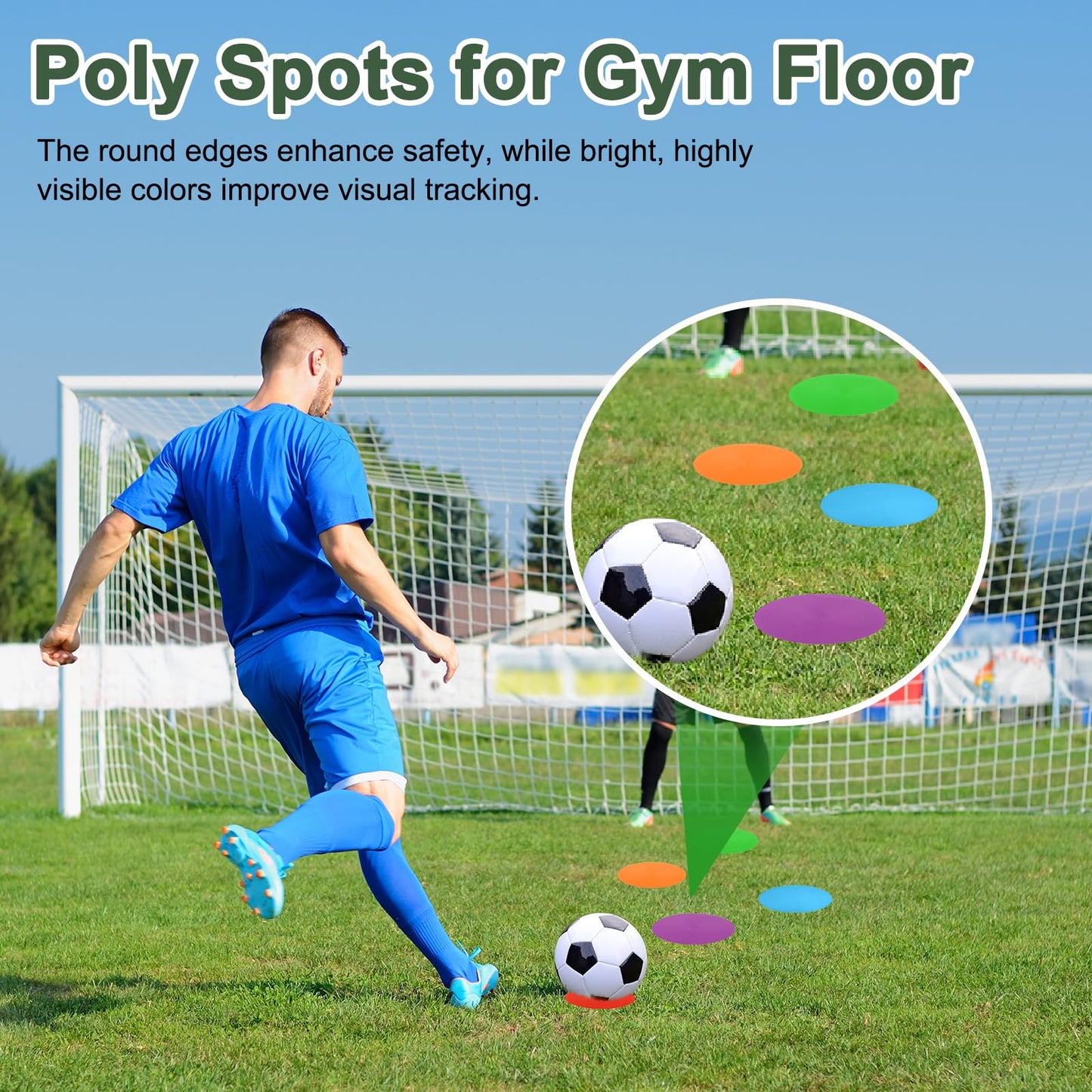 YELARXI Spot Markers for Agility Dot, Non-Slip Poly Spots Floor Dots Flat Field Soccer Training Equipment 12 in & 6 Pcs & Dark Green -Fitting for (Gym/Sports/Training/PE Games/Dance)