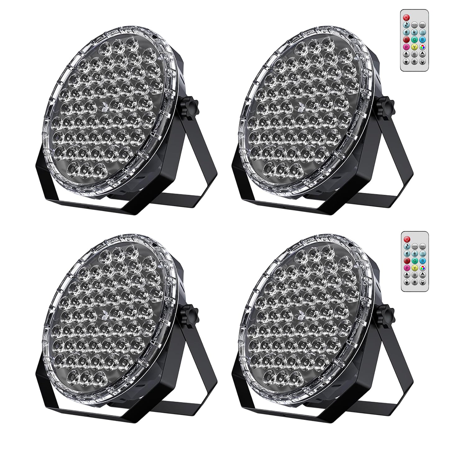 BETOPPER Ultra Slim DJ Par Light, 54x1W RGB LED Par Can with DMX512, Low Profile Stage & Uplighting Light, Remote & Sound Activated DJ Lights for Wedding Party Disco, 4 Pack
