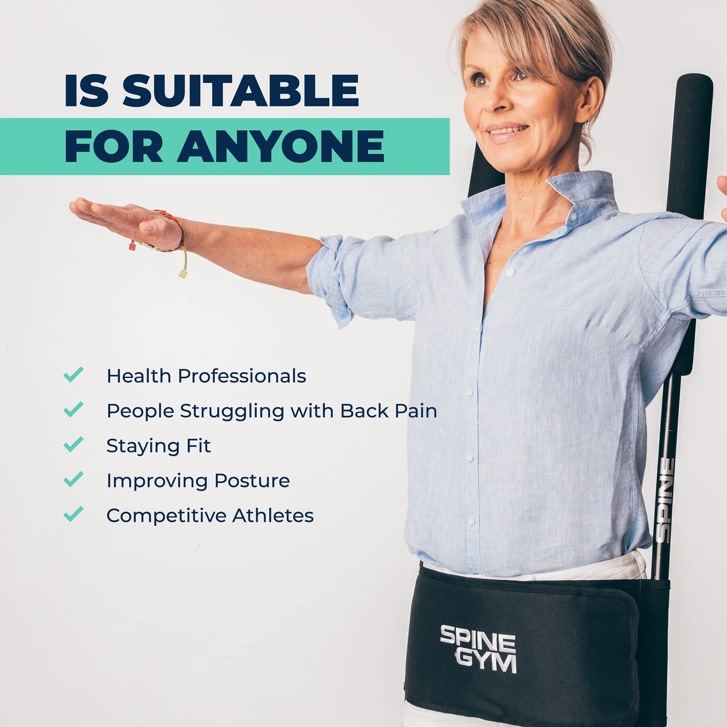 SpineGym Back Exerciser | Core Strength Training - Adjustable Fitness Equipment for Home & Office Gym - Relieves Back Pain & Improves Posture