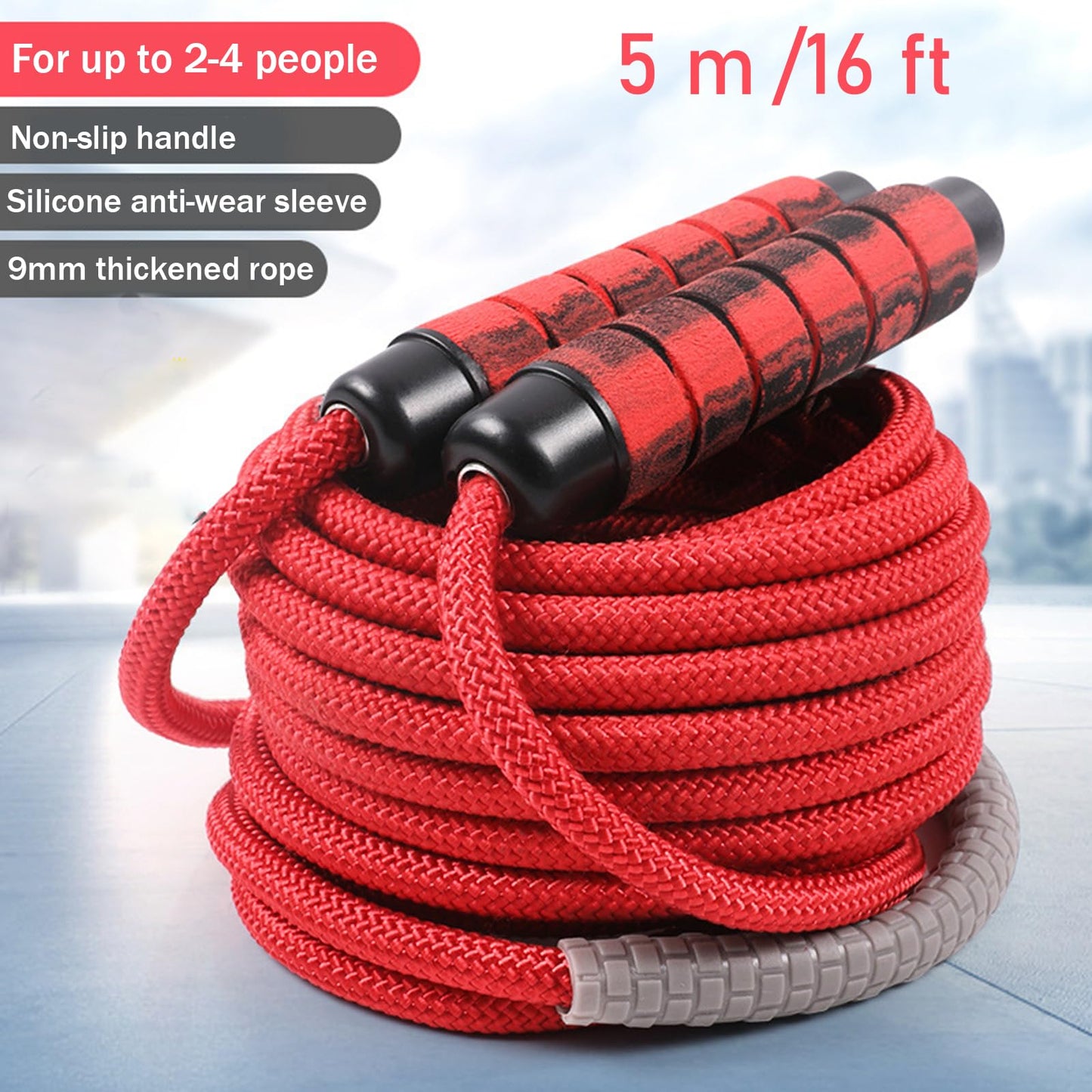 16 FT Long Jump Rope for Kids Adults,Double Dutch Jump Rope,Adjustable Skipping Ropes with High-strength Nylon Braided Rope Core,360°Rotation Not Entangled,Long Enough for 2-4 Jumpers.