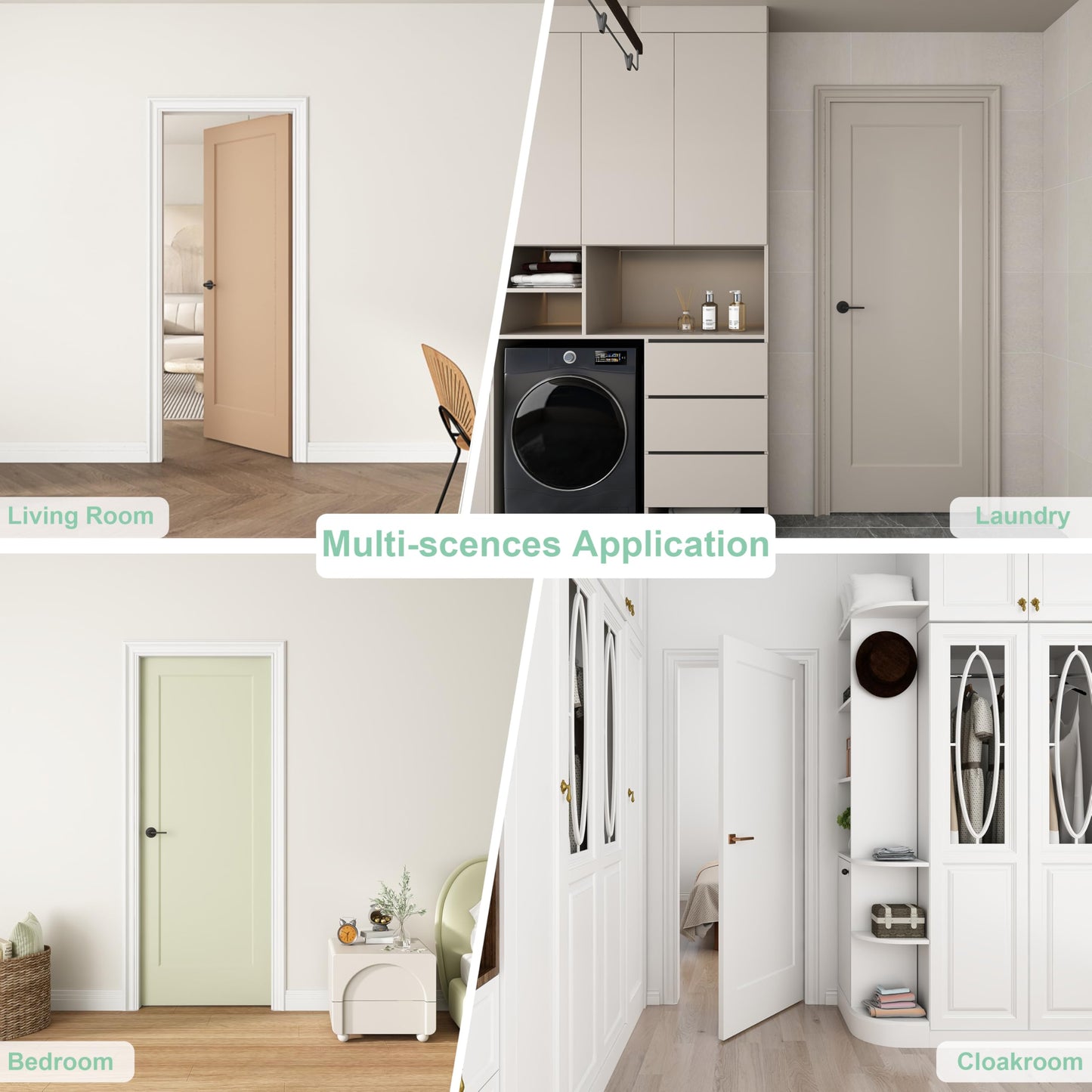 JUBEST 30"x80" 1-Panel Shaker Style White Primed Hollow Core Interior Molded Door Slab, NOT Pre-drilled and NOT Included Hardware, Pre-Assembled Interior Door for Pantry, Laundry, Closet