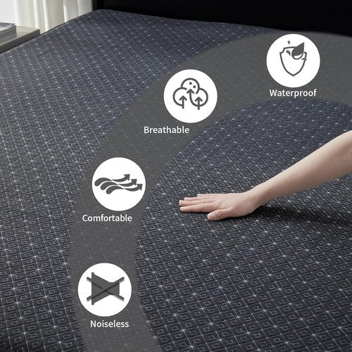 BEDLORE Queen Mattress Protector - Waterproof Noiseless Cover with Deep Pocket for 6-18 Inch Mattresses | Soft, Breathable, Machine Washable (Dark Gray)