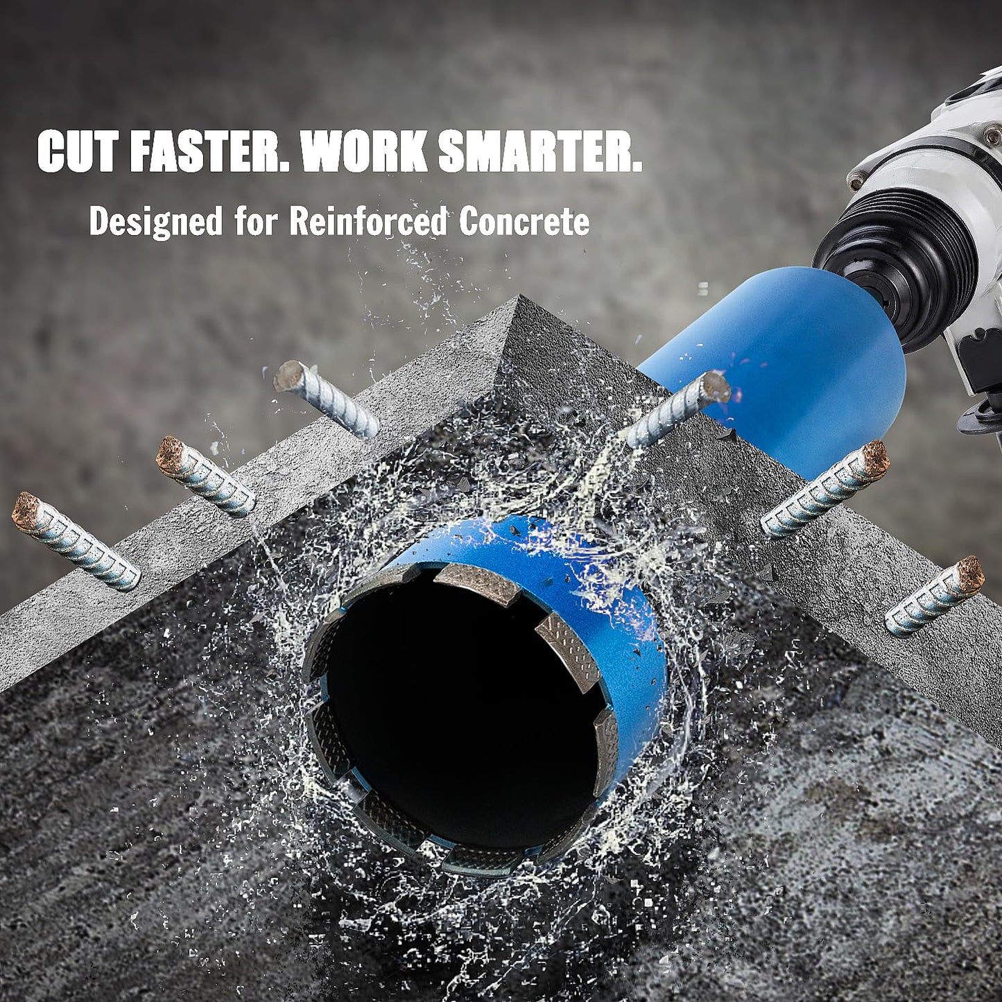 HBKEEN 8" Wet Diamond Core Drill Bits for Concrete with Rebar, Brick, Block, Masonry, 15" Drilling Depth, 1-1/4-7" Thread, Laser-Welded Segments for Construction & DIY Home Renovation