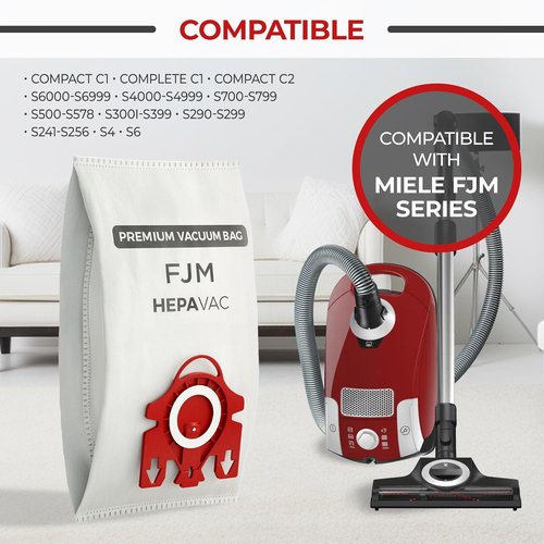 FJM Vacuum Cleaner Bags for Miele - HEPA AirClean 3D Dust Bags - 20 Pack for Compact C1, C2, Complete C1