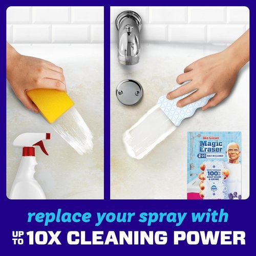 Mr. Clean Magic Eraser Sponge - Powerful Bathroom Cleaner with Febreze Lavender Scent | 5 Count