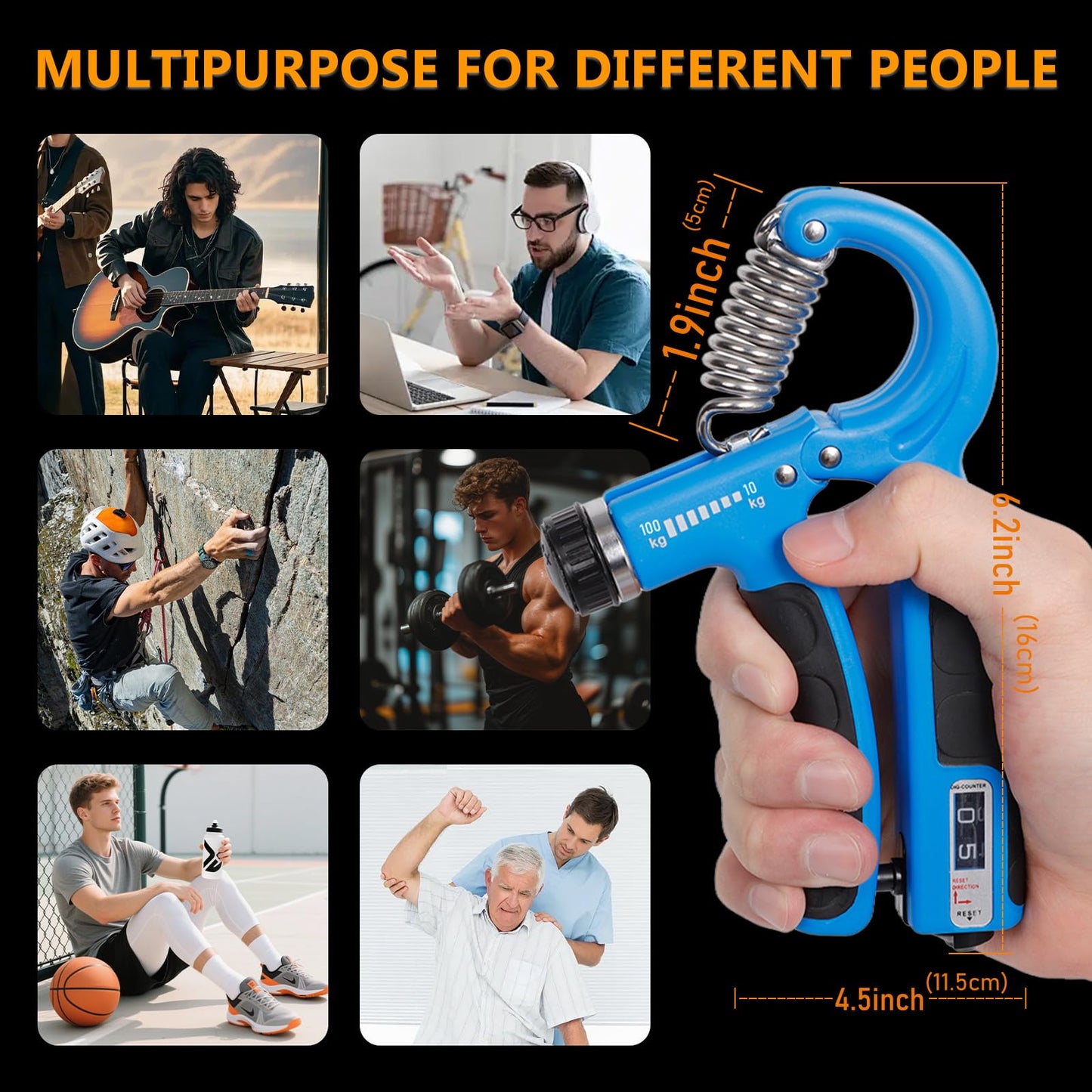 JKSHMYT Grip Strength Trainer Kits (5 Pack), Adjustable Resistance Forearm Strengthener, Hand Gripper Strengthener for Muscle Building