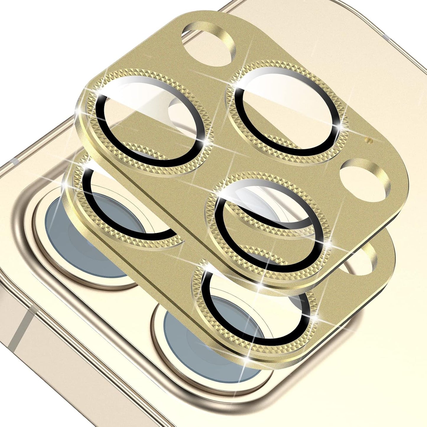 2 Pack 13 9H Camera Lens Protector Compatible for iPhone Pro/Max,Aluminum Alloy Metal & Tempered Glass Camera Cover