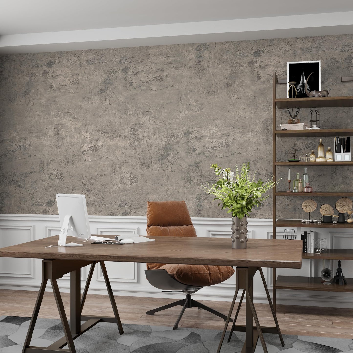3yecao 31"×354" Extra Thicker Light Brown Grey Concrete Contact Paper Gray Concrete Wallpaper Peel and Stick Wide Viny Wrap 3D Textured Cement Waterproof Wall Sticker for Walls Bedroom Bathroom Gym