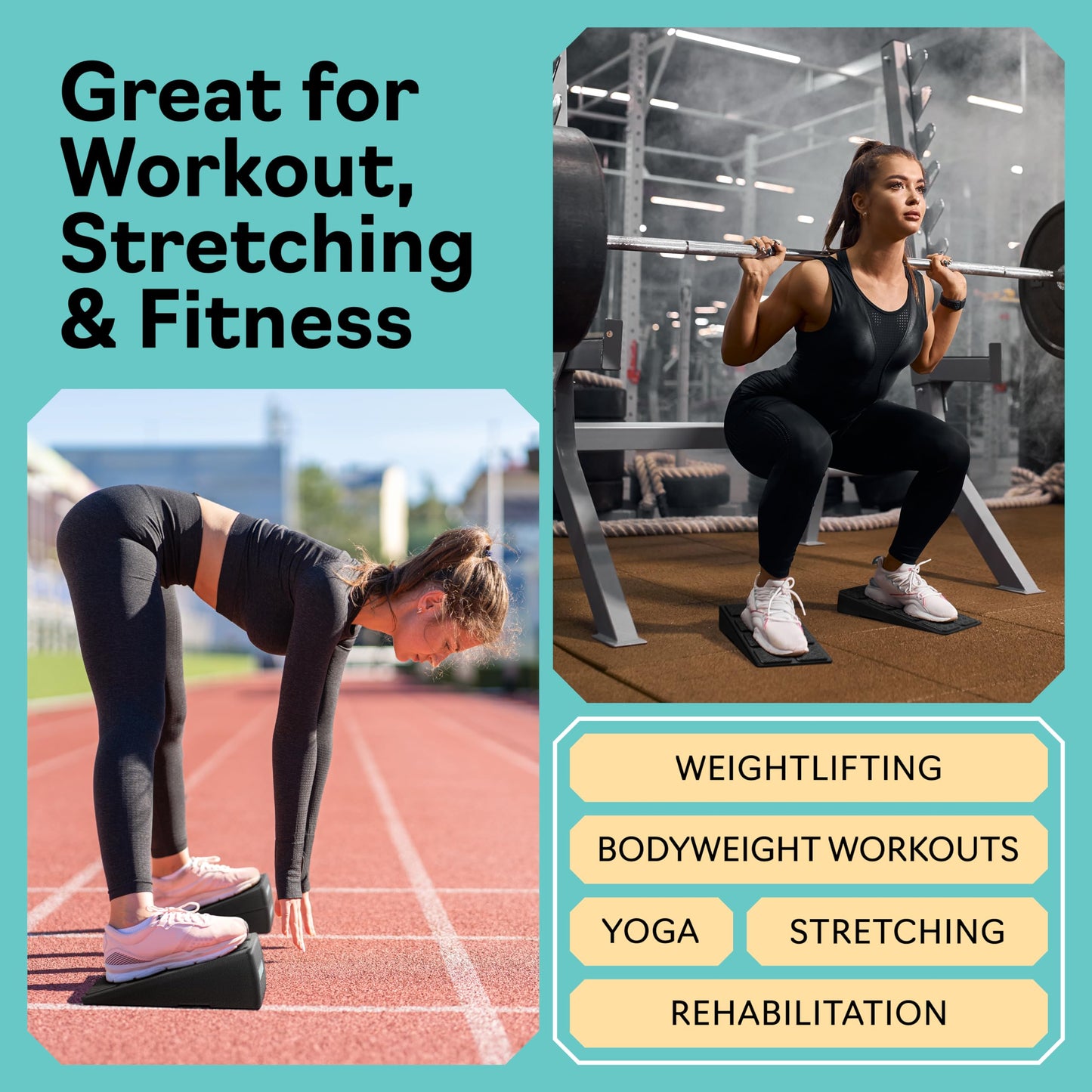 Squat Wedge Block Set of 3/5 - 960 LBS Capacity - Slant Board for Calf Stretching with 5 Stackable Angles - Calf Stretcher Slant Board - Workout Equipment - EPP Material for Exercise Equipment & Physical Therapy