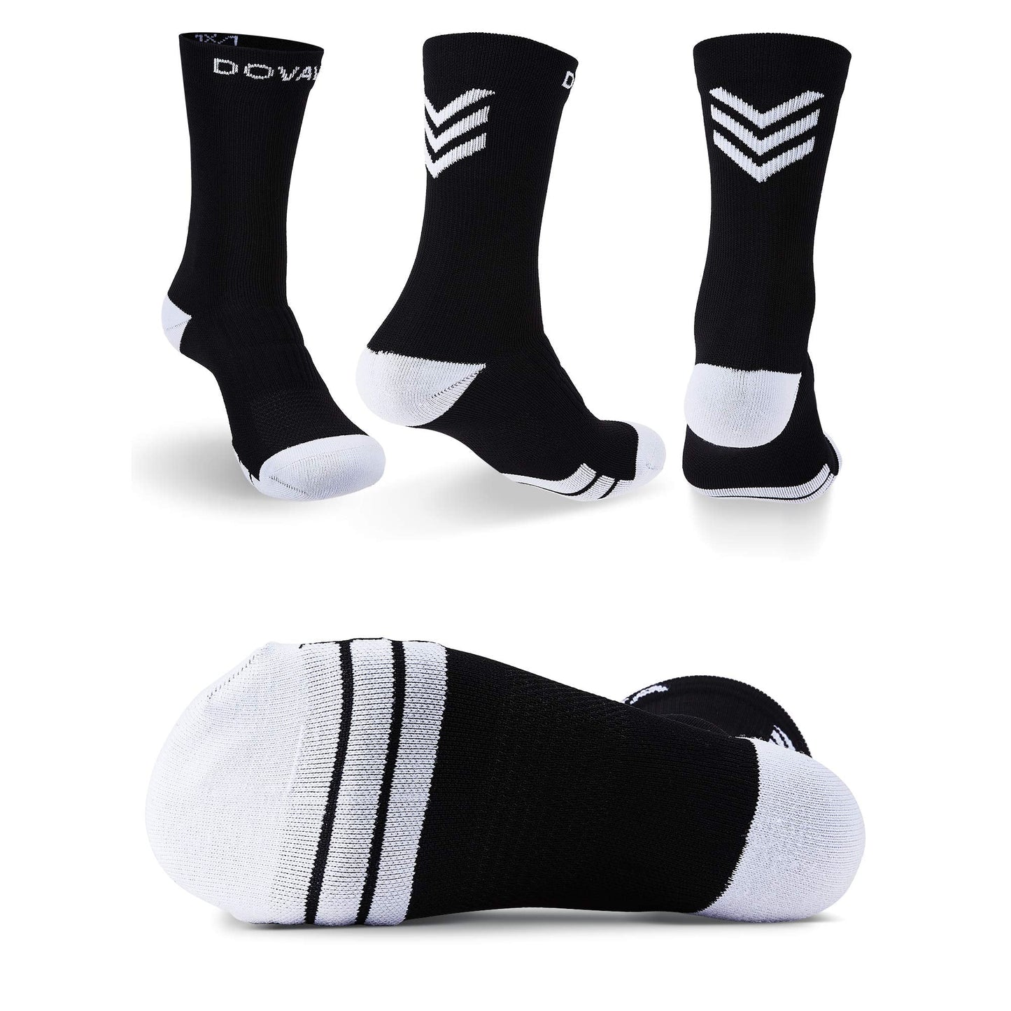 DOVAVA Dri-tech Compression Crew Socks 15-20mmHg for Men & Women, Athletic Fit Running Nurses Flight Travel Edema Diabetic, Boost Ankle Calf Circulation, XX-Large, Black (4 Pairs)