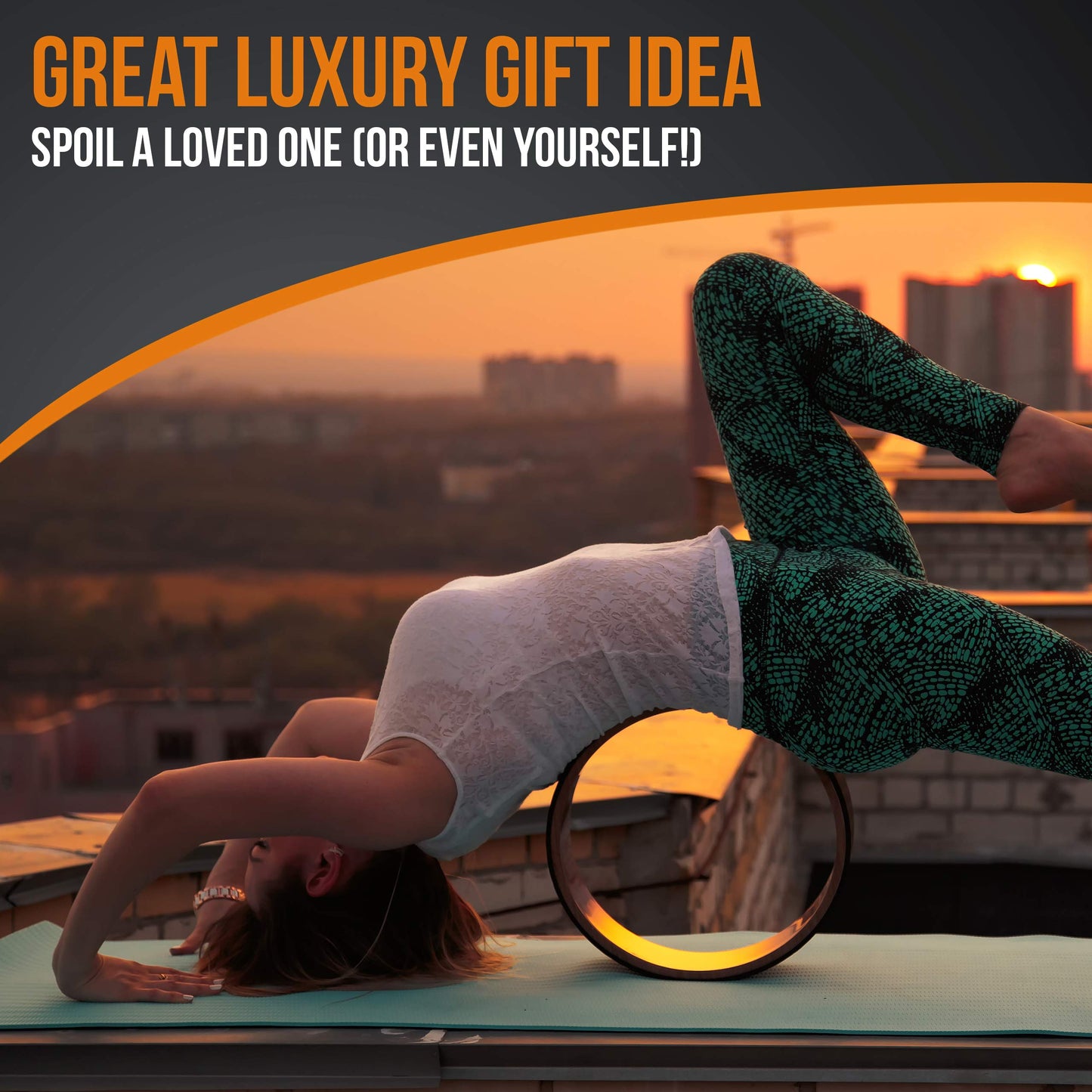 Deluxe Cork Yoga Wheel Set - Cork Wheel + 2 Blocks + Strap + Exercise Guide. Extra Firm Bricks. Better Support, Natural and Eco-Friendly. Home Exercise Kit. Ideal for Women Yogis.