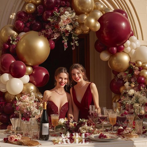 AULE Burgundy Balloon Arch Kit - 155 Pcs Balloon Garland for Birthday, Wedding & Party Decor