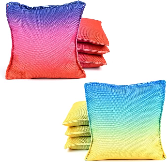 Weather Resistant Cornhole Bags, Gradient Corn Hole Bags Set of 8, Cornhole Bean Bags, Modified Size Cornhole Bags for Tossing Game, Includes Tote Bag