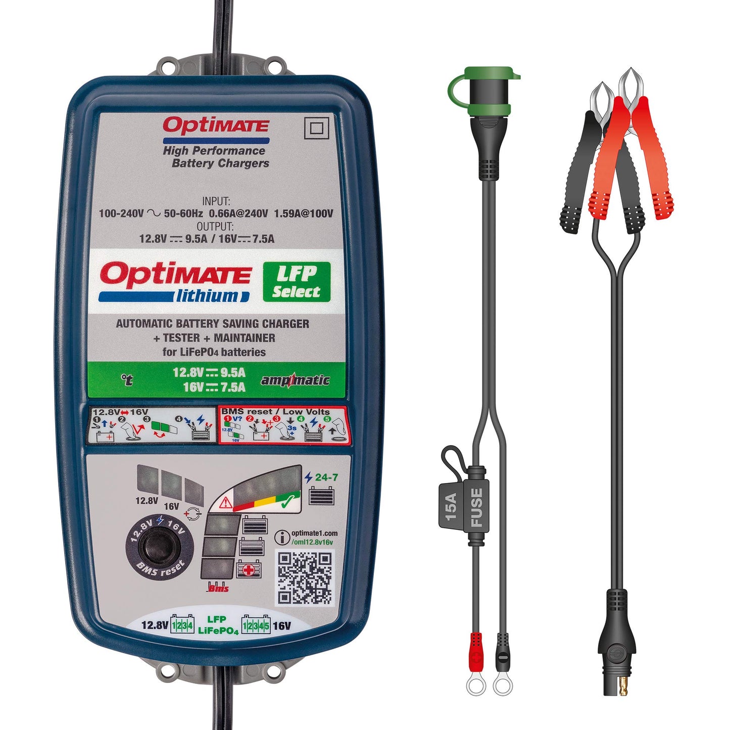 Optimate Lithium 4s 9.5A / 5s 7.5A, TM-271, 10-Step 12.8V / 16V Sealed Battery Saving Charger and maintainer