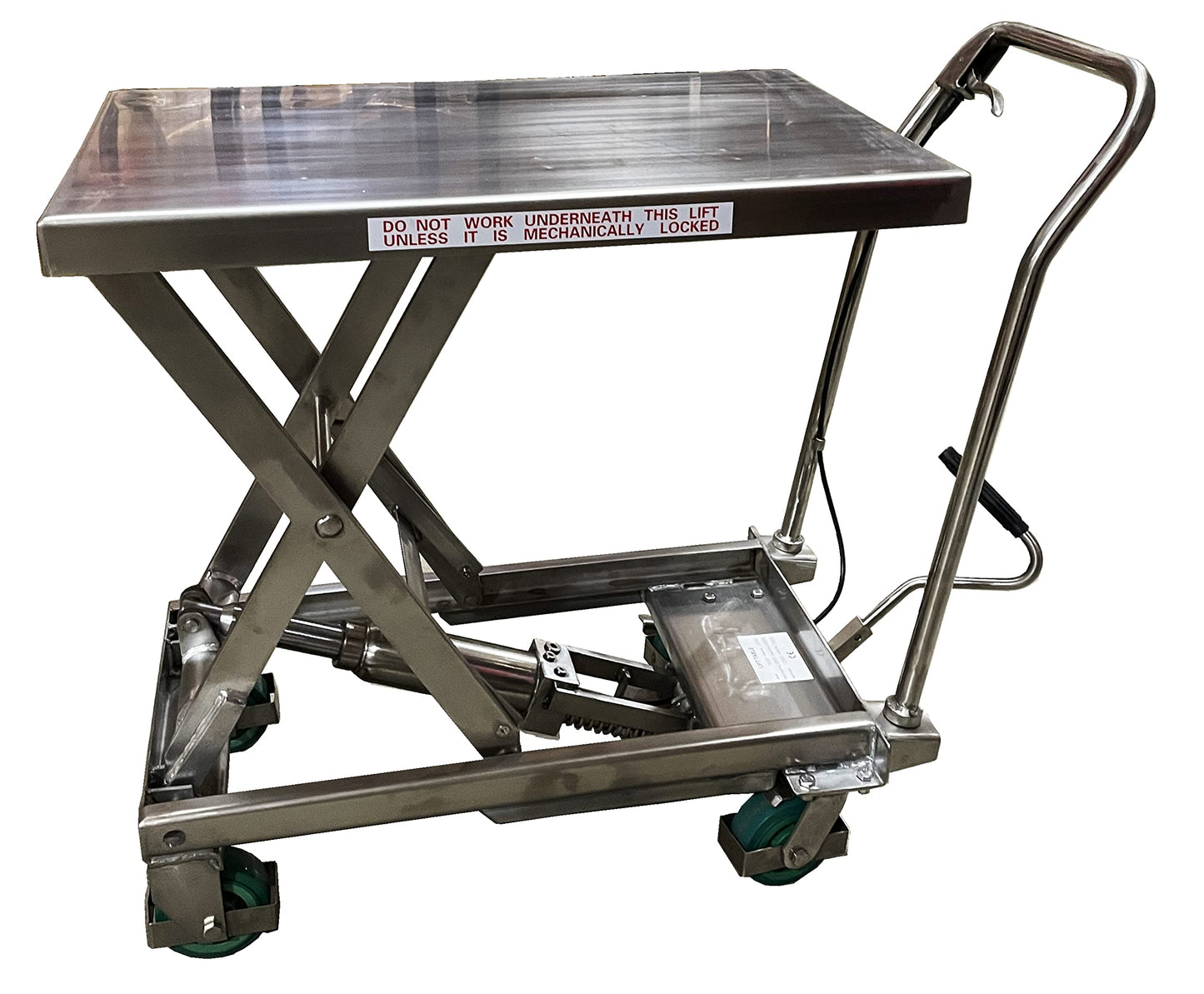Pake Handling Tools - Stainless Scissor Lift Table, 550 lb. Cap, 32.5" x 19.75" Platform