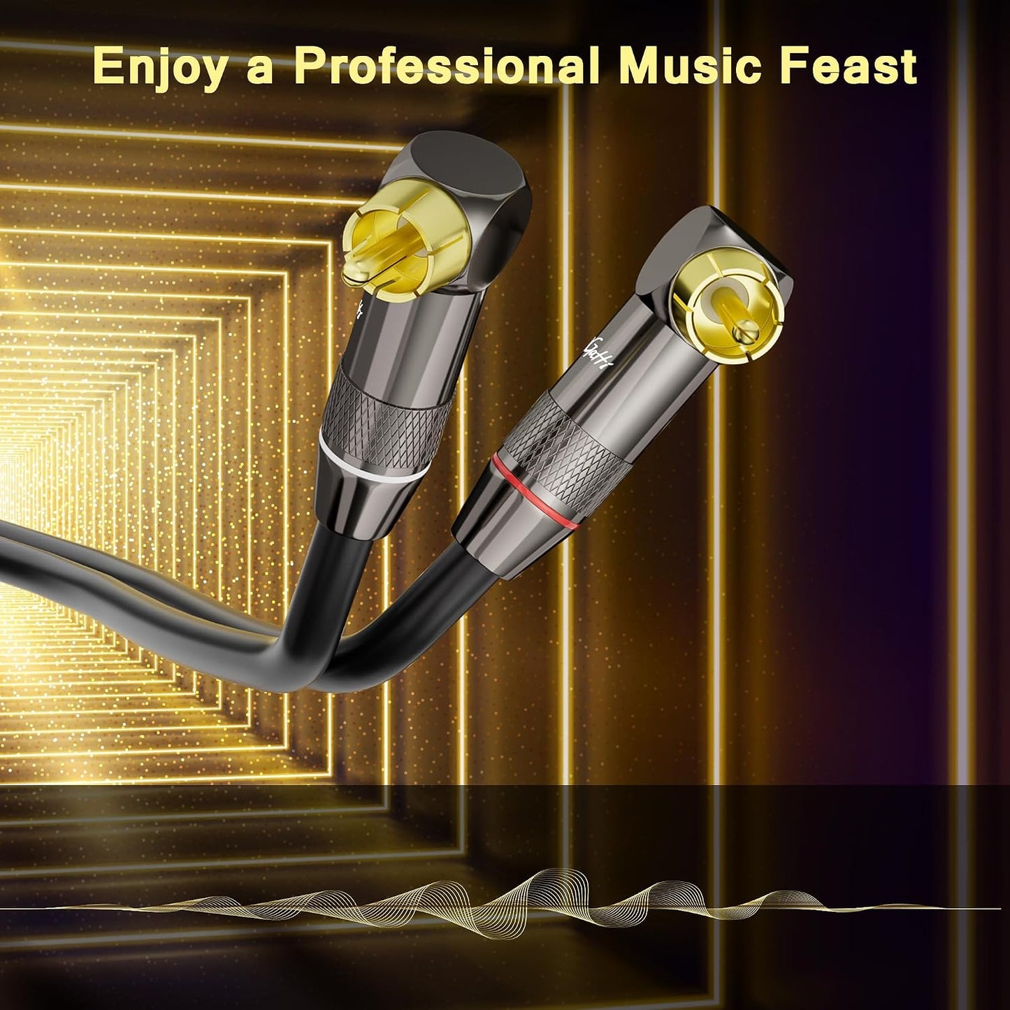Mygatti 20 90 2RCA 2RCA 2 Right Angle RCA Cable FT, Degree to Stereo Audio Cable, Zinc Alloy Shell, Gold-Plated Plug