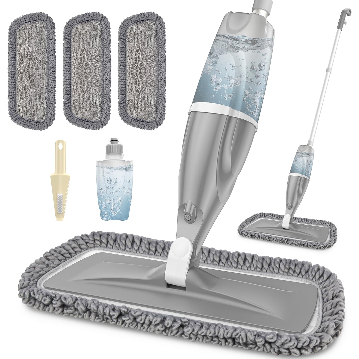 Microfiber Spray Mops for Floors Cleaning: EXEGO Dust Wet Mop with 3 Washable Reusable Pads for Swiffer Powermop &1 Refillable Bottle - Flat Floor Mop for Hardwood Laminate Ceramic Tiles Vinyl Wood