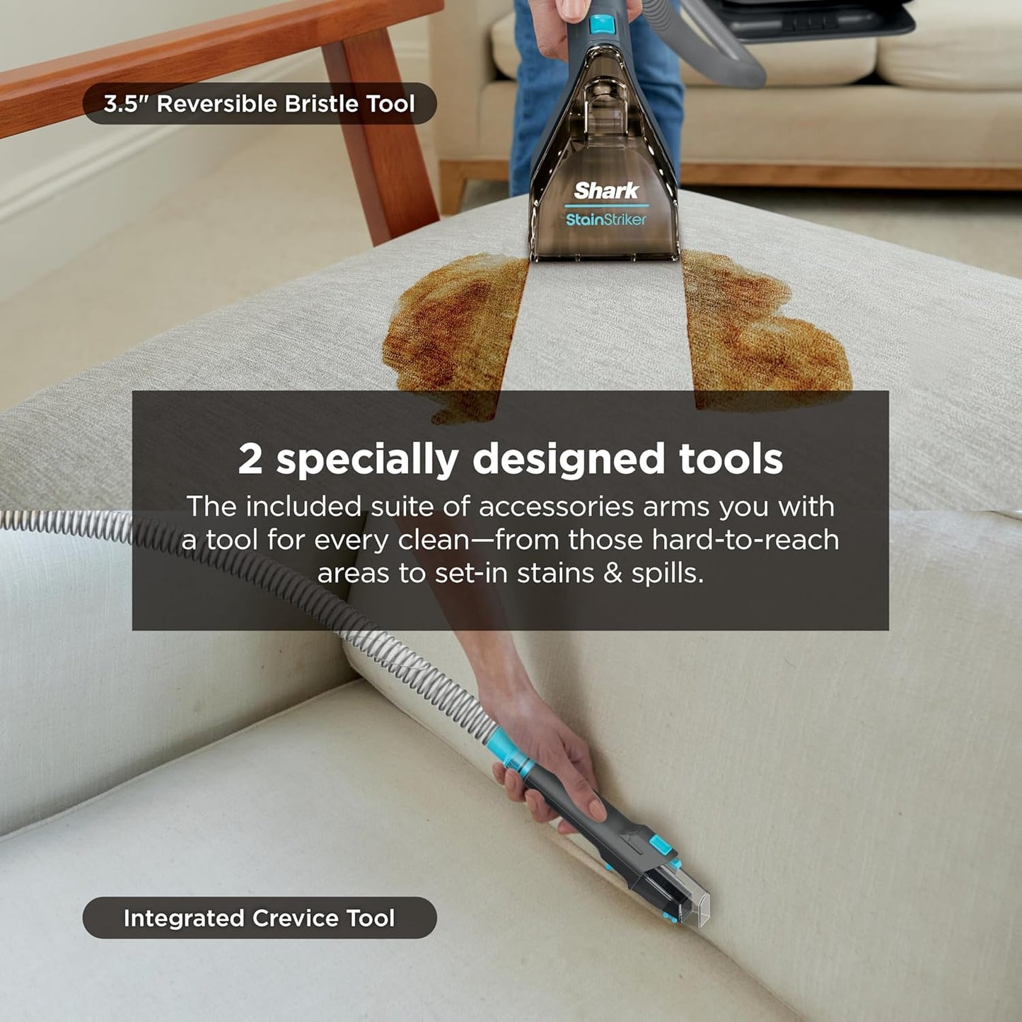 Shark StainStriker Portable Carpet & Upholstery Cleaner - Spot & Stain Eliminator with 2 Tools & Solutions | Charcoal PX221BRN