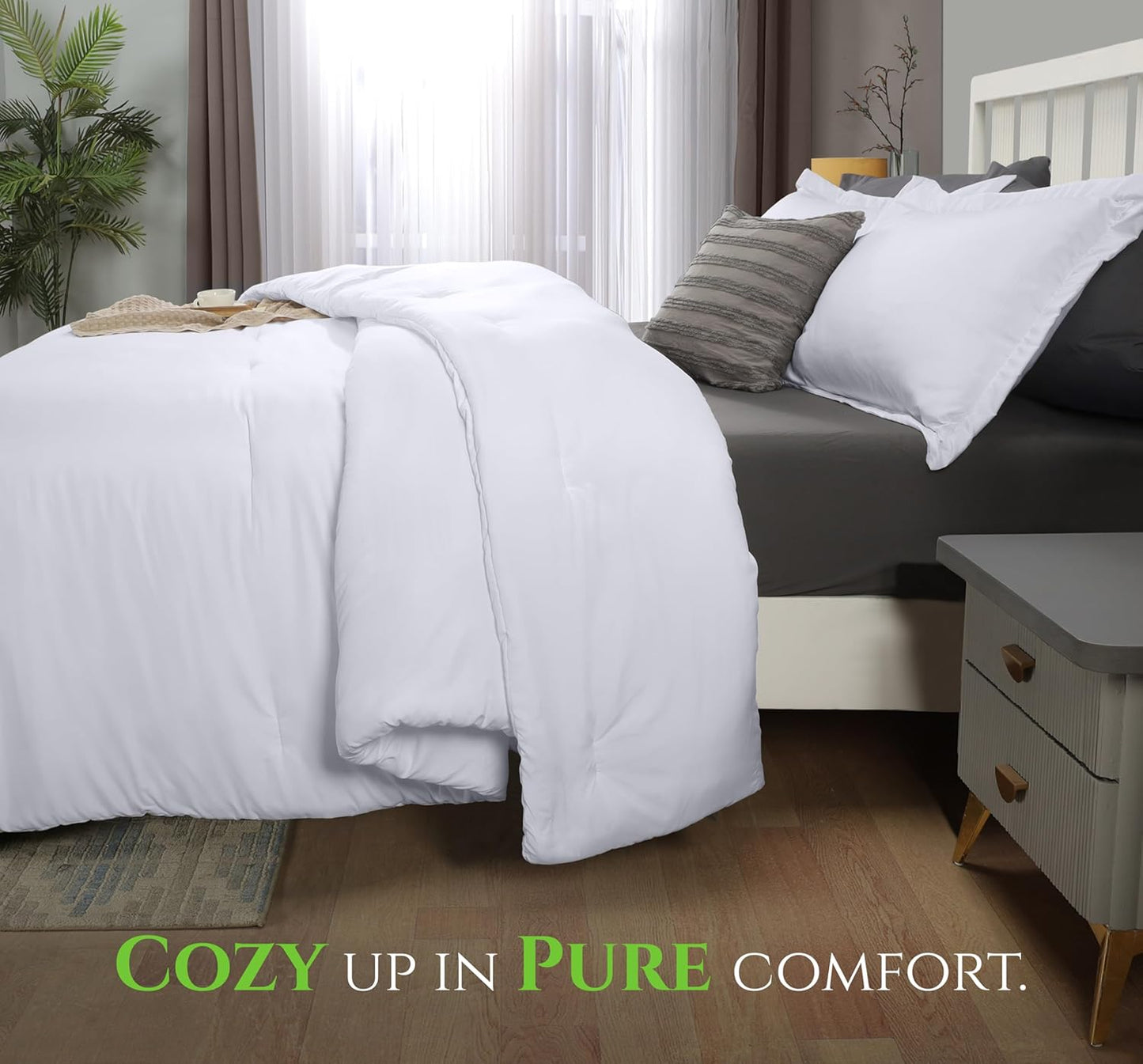 Utopia Bedding King Comforter Set - 3 Piece White Down Alternative Soft Bedding | 90 x 102 Inches