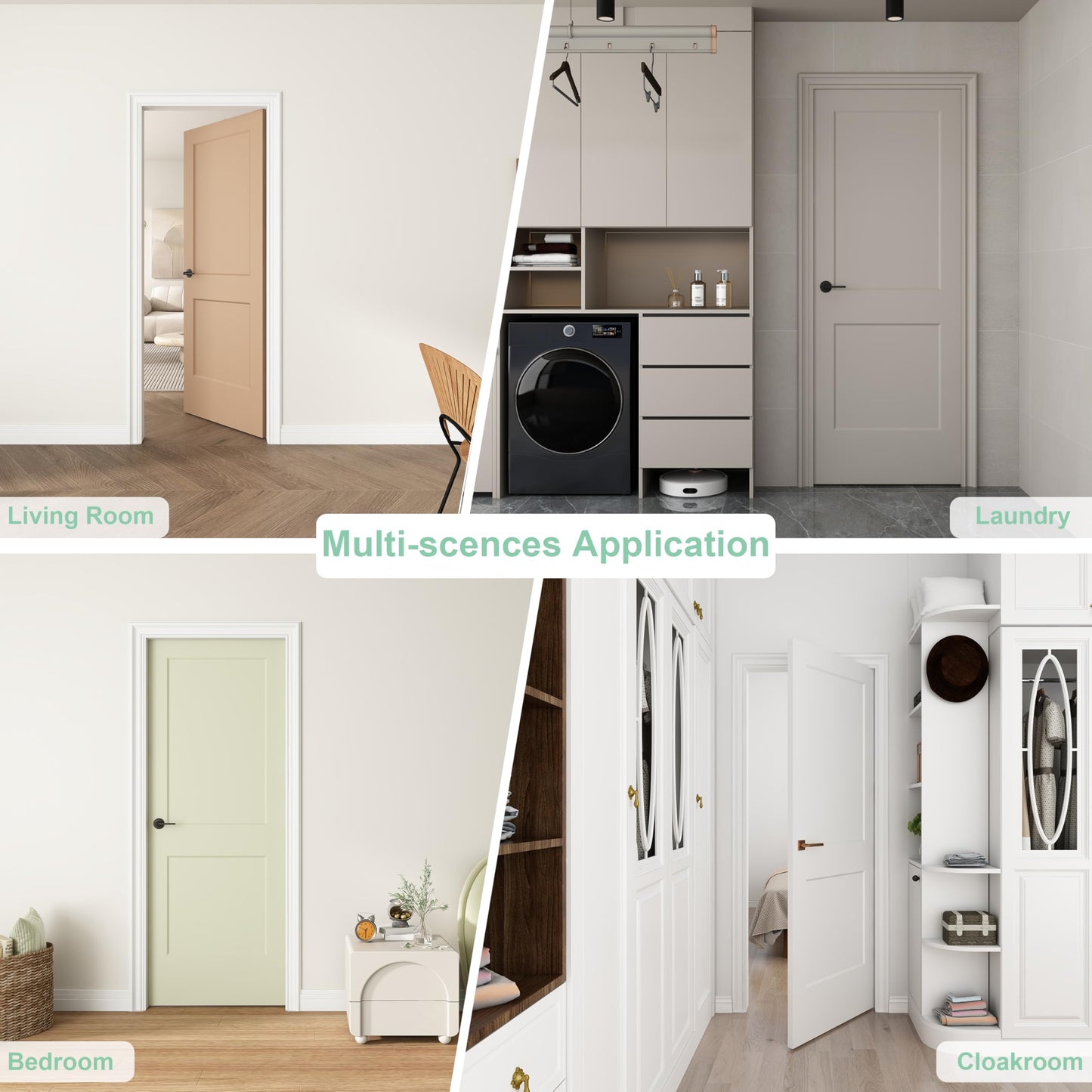 JUBEST 30"x80" 2-Panel Shaker Style White Primed Hollow Core Interior Molded Door Slab, NOT Pre-drilled and NOT Included Hardware, Pre-Assembled Interior Door for Pantry, Laundry, Closet