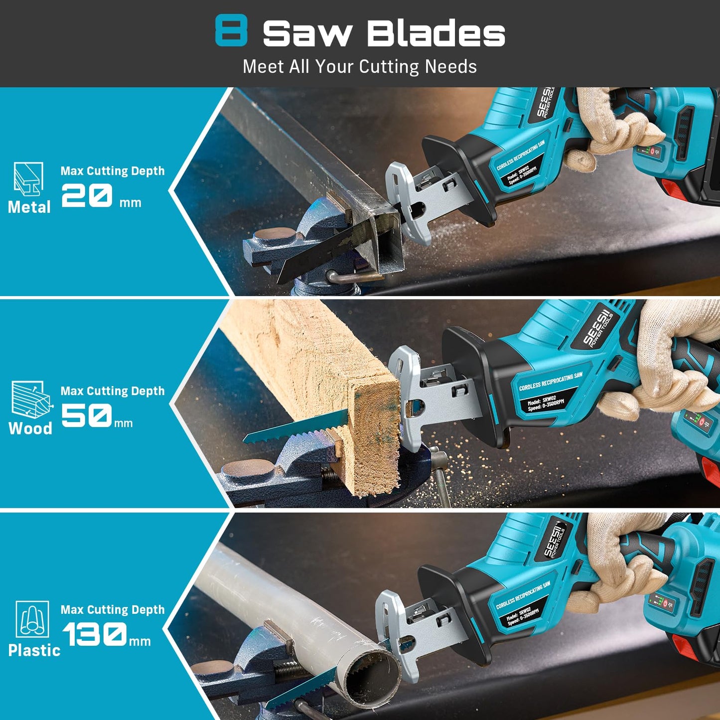 SEESII Bundle Deal - Cordless Brad Nailer and Reciprocating Saw Cordless for Wood Cutting