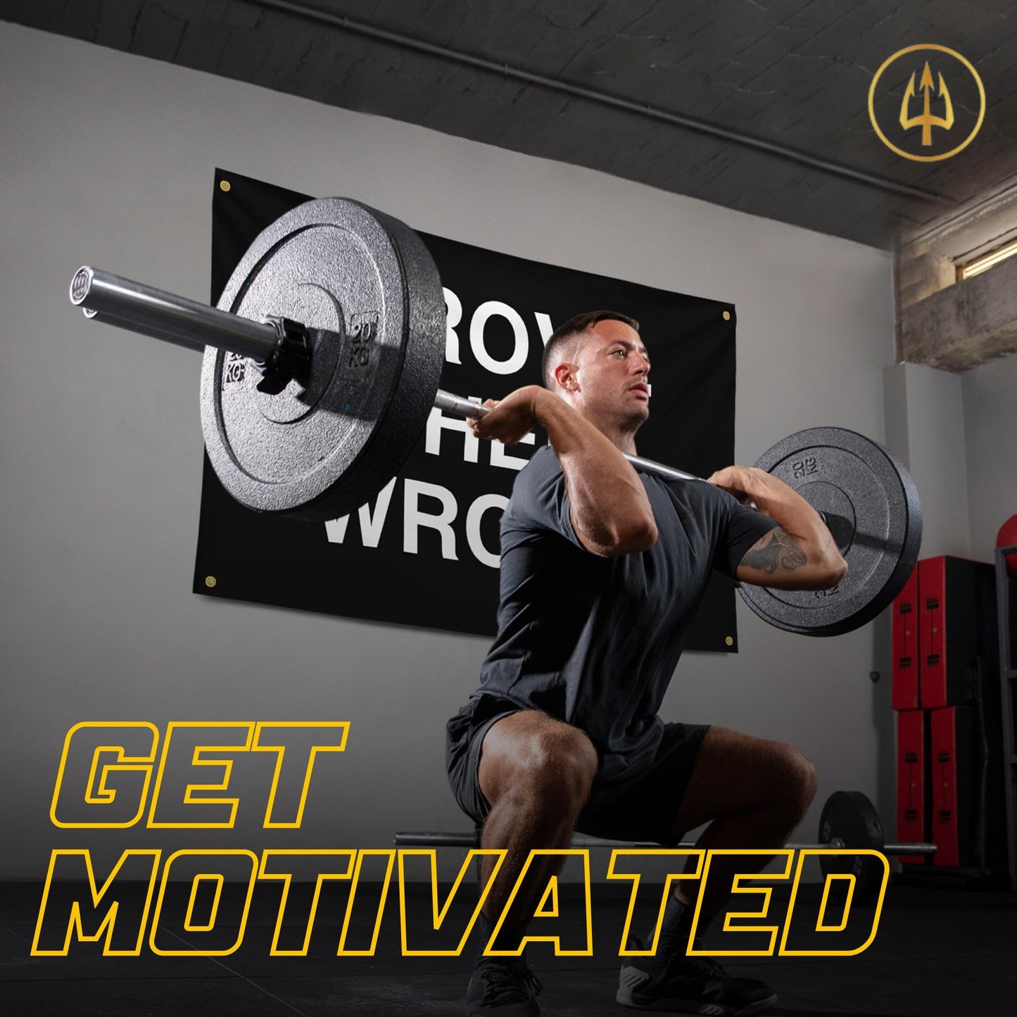 Gold Trident Flags Prove Them Wrong Motivational Gym Banner – Discipline Poster for Gym, Dorm, Home Workout Space – Cool Fitness Wall Decor – Durable Polyester, Double Stitched Flag – 3x5 Feet