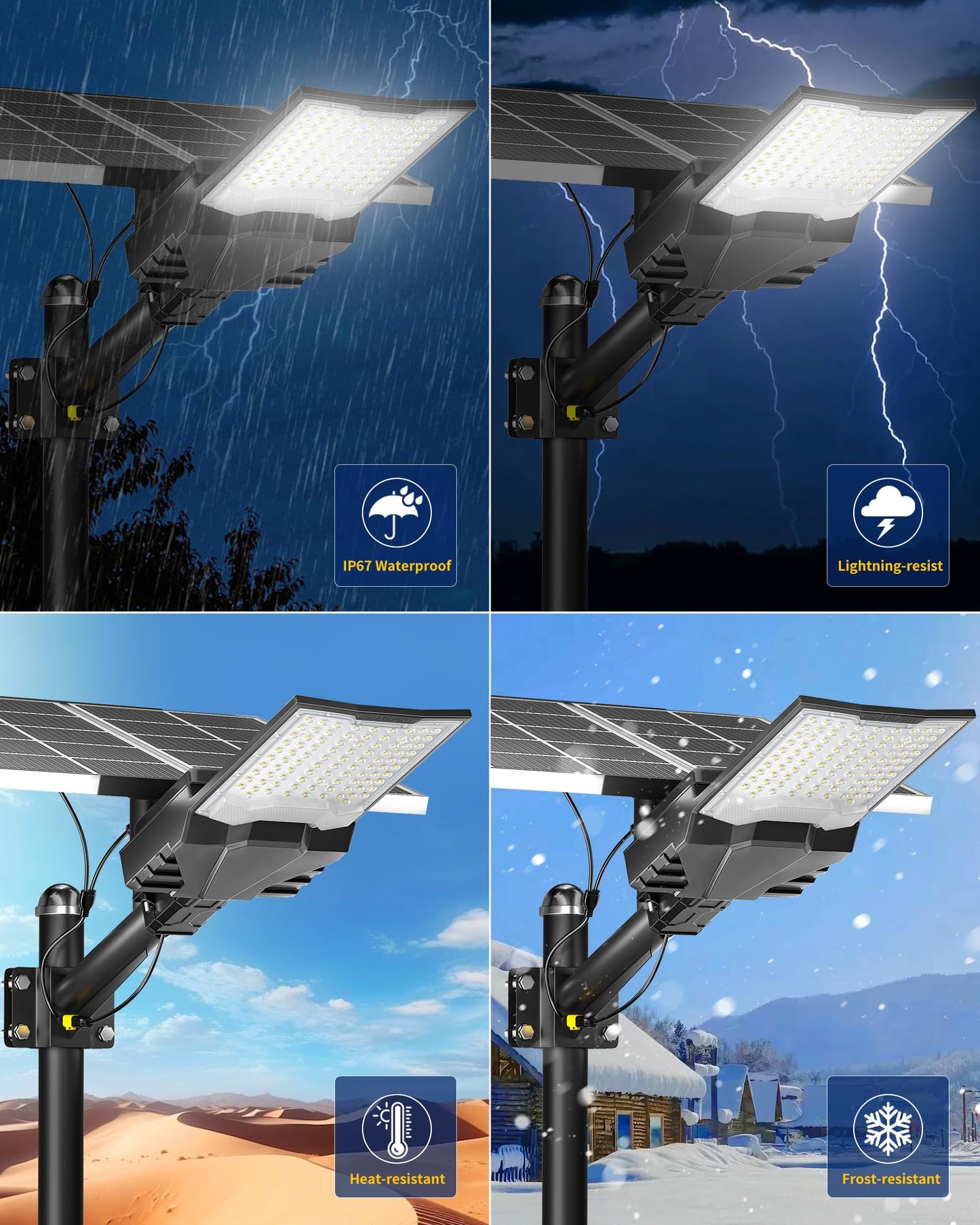 Gefolly SL-18000W Solar Street Lights Outdoor, Commercial Parking Lot Light Dusk to Dawn IP67 Waterproof 6500K Security Flood Lights Lamp for Yard, Road, Basketball Courts