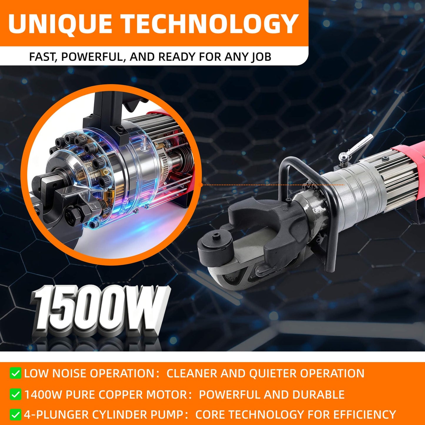 NAYAMOL 1500W Electric Hydraulic Rebar Bender, Fits 16–25mm (#8, Up to 1") Rebar, 0–130° Adjustable Bending Angle, Fast 3–4s Speed, Portable 110V Rebar Bending Machine with Toolbox