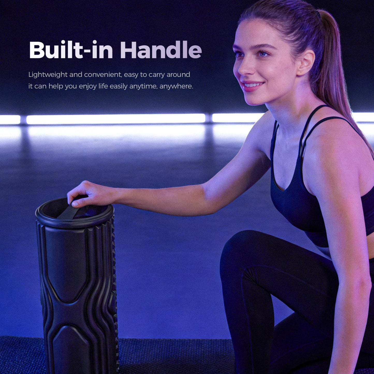 Vibrating Foam Roller with Smart APP Control, 5-Speed Electric Deep Tissue Massage Roller for Back Pain Relief, Muscle Recovery, Physical Therapy, Yoga, Neck, Leg Pain - Rechargeable & Portable
