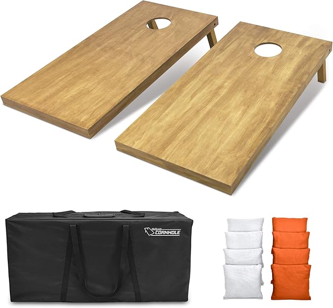 GoSports 4 ft x 2 ft Regulation Size Wooden Cornhole Boards Set - Includes Carrying Case - Full Regulation Size Bean Bag Toss Boards