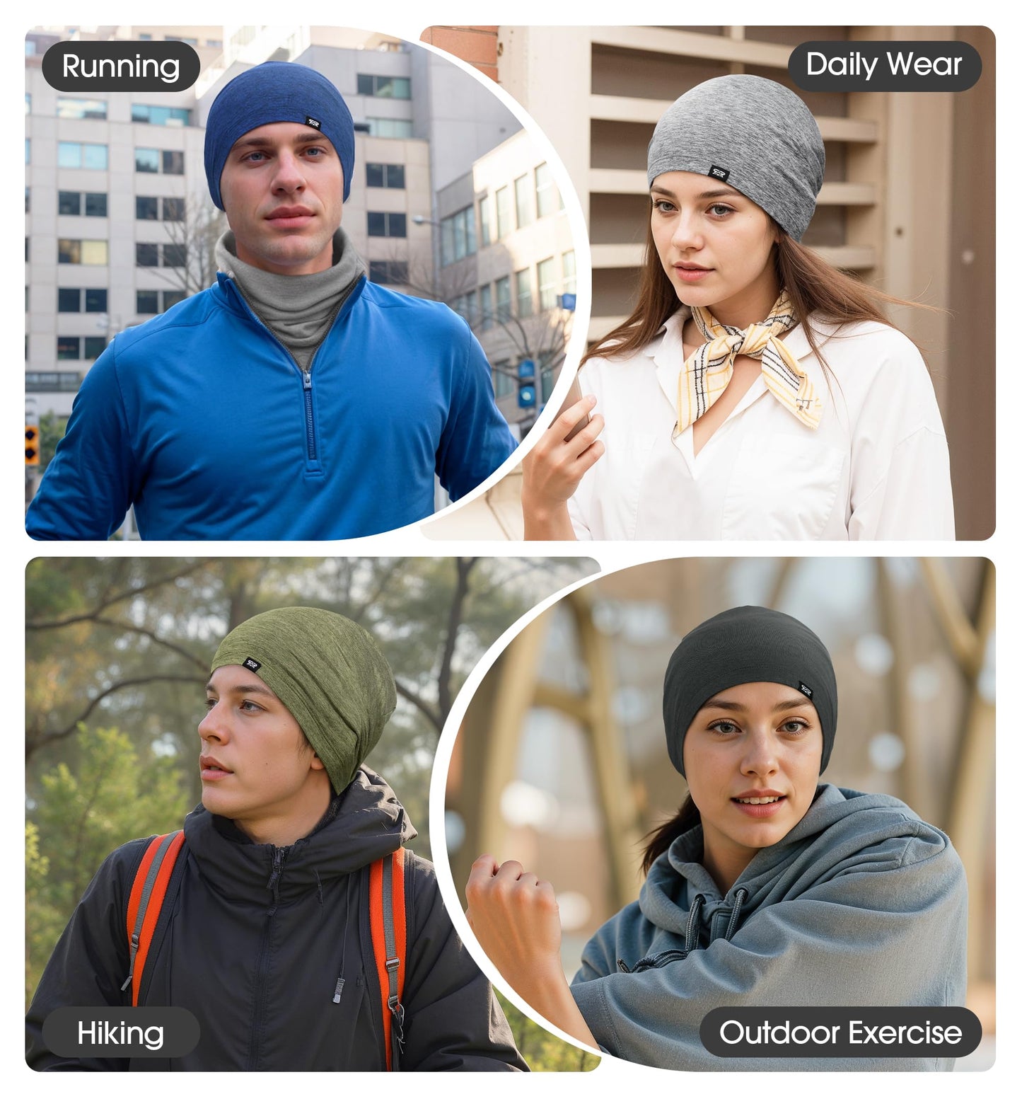 SUNMECI Skull Cap for Men Women - Soft Stretchy Chemo Hair Loss, Day & Night Sleep Hat, for Summer & Winter Running Cycling Dark Heather Gray