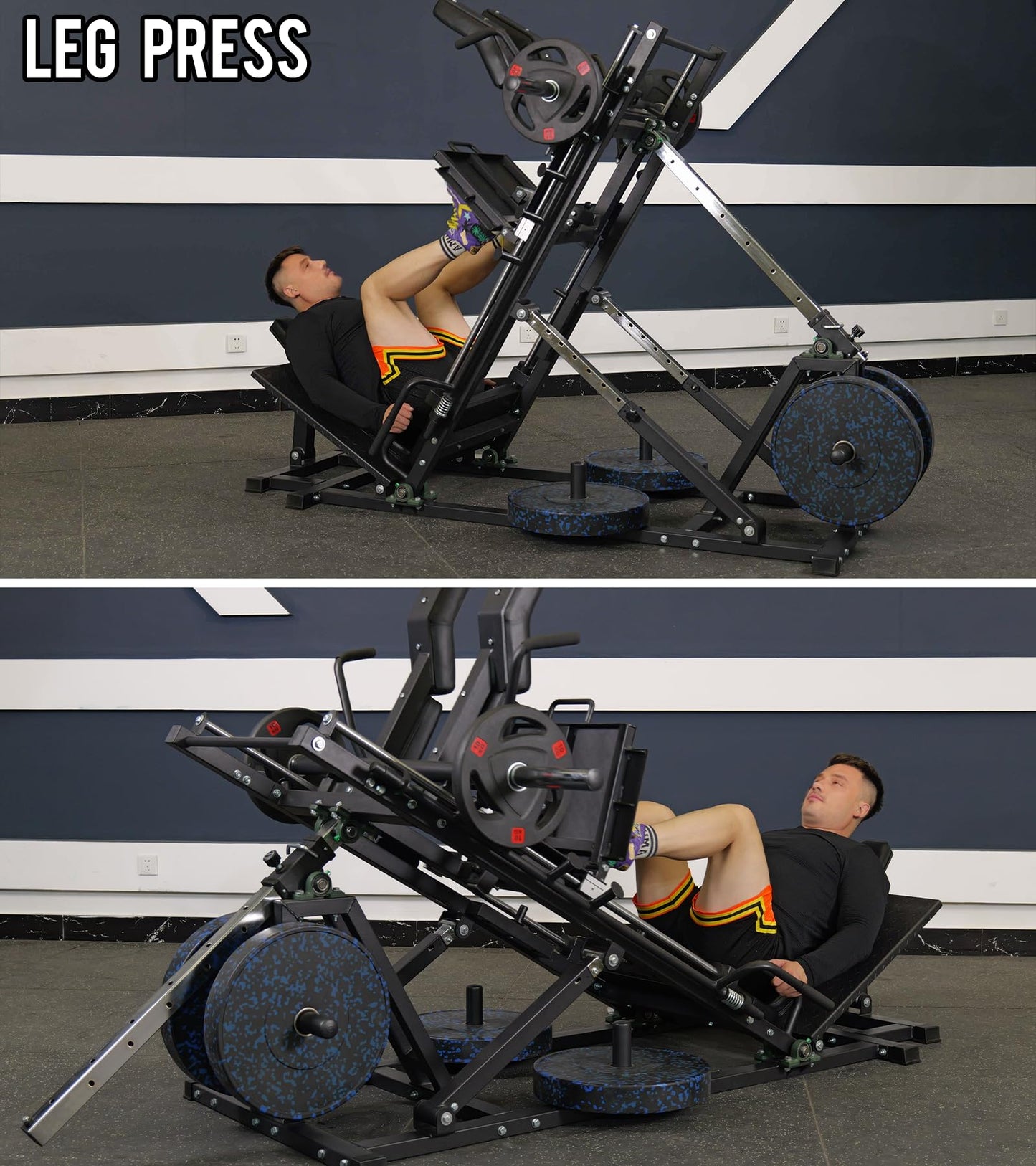 Eonfit EL2 2.0 Leg Press Machine for Home Gym, Hack Squat Machines with Linear Bearing 45°, Calf Raise Machine, 4-in-1 Design Lower Body Strength Training Equipment 1300lbs with Weight Storage