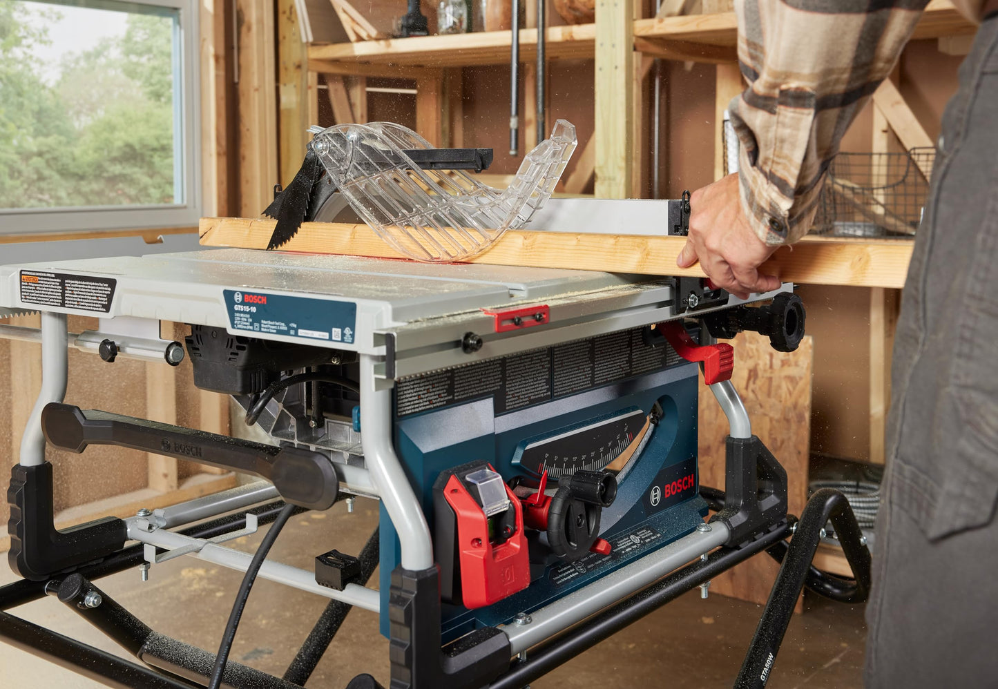 BOSCH GTS15-10 Table Saw 10 Inch Portable Jobsite Saw with Gravity-Rise Wheeled Stand, 15 Amp, 32-1/8 Inch Rip Capacity, 4 HP