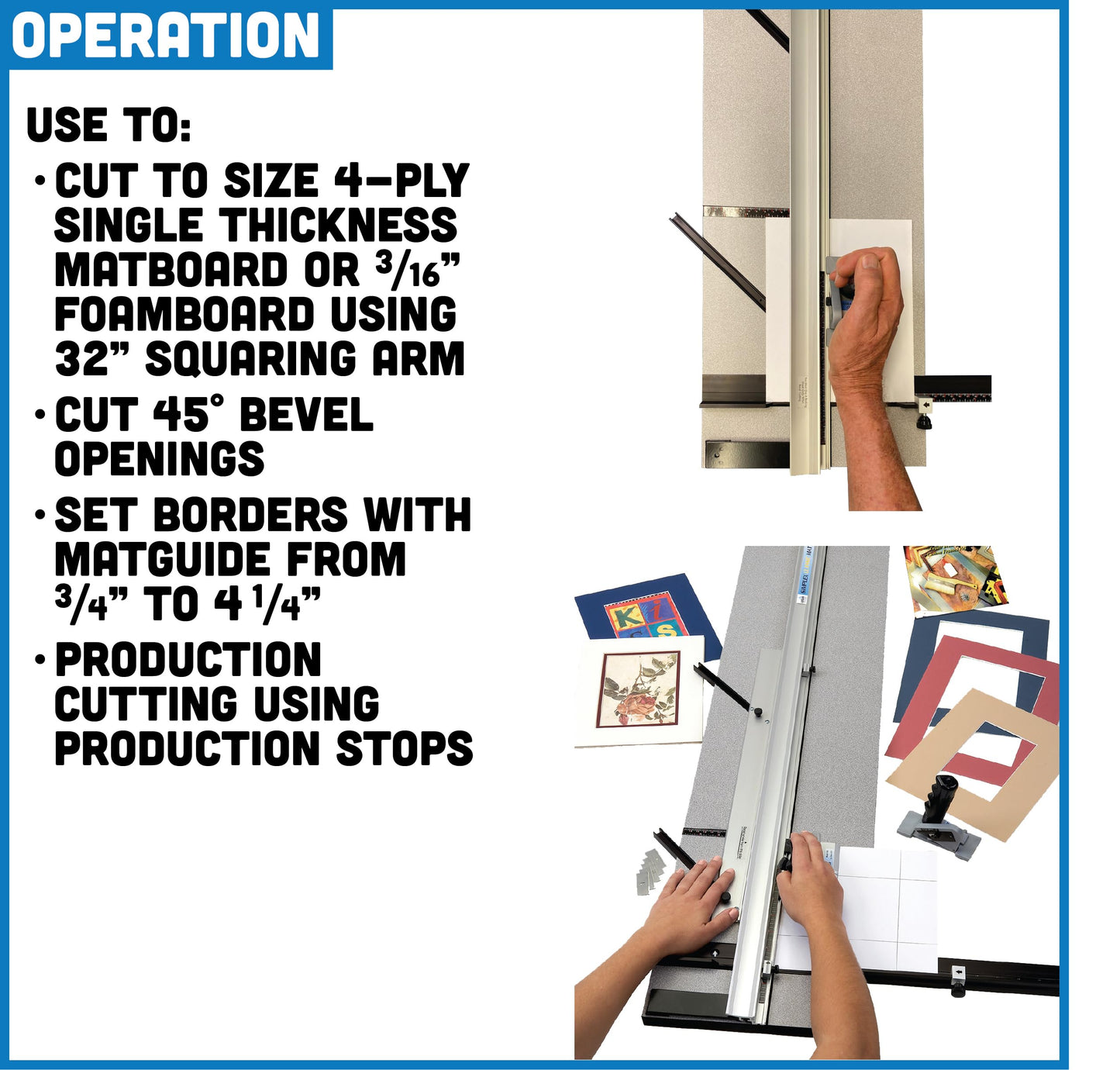Authentic Logan Brand 750-1 Simplex Elite 40" Capacity Board Mounted Mat Cutter Used to Cut Mat Board, 8ply Mats, Acrylic Plexi Glass, Paper, Glass and Foamboard for Picture Framing