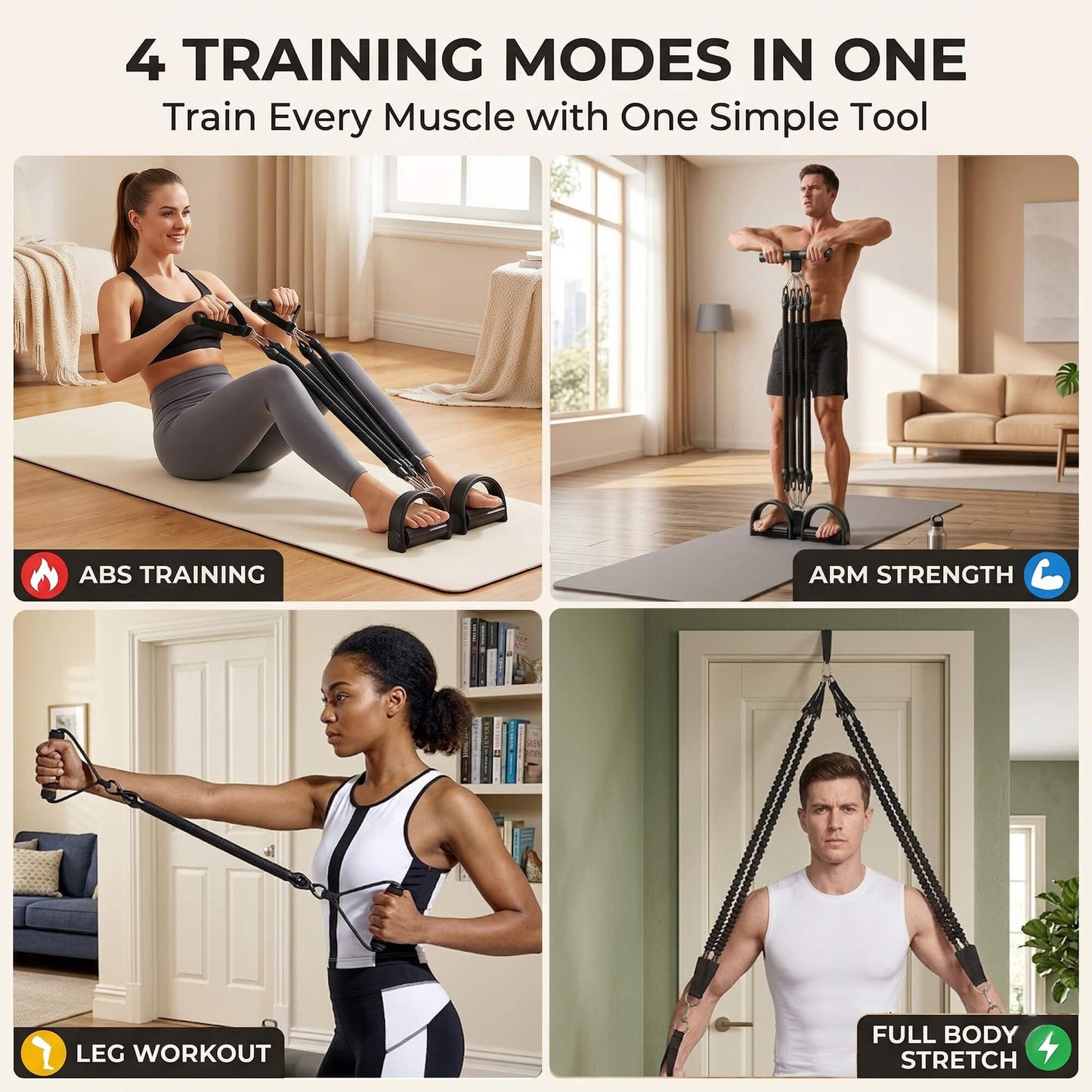 Pedal Resistance Band with Handles, Elastic Sit Up Pull Rope for Abdomen, Waist, Arm, Leg Stretching (ResistanceBand-Upgrade)