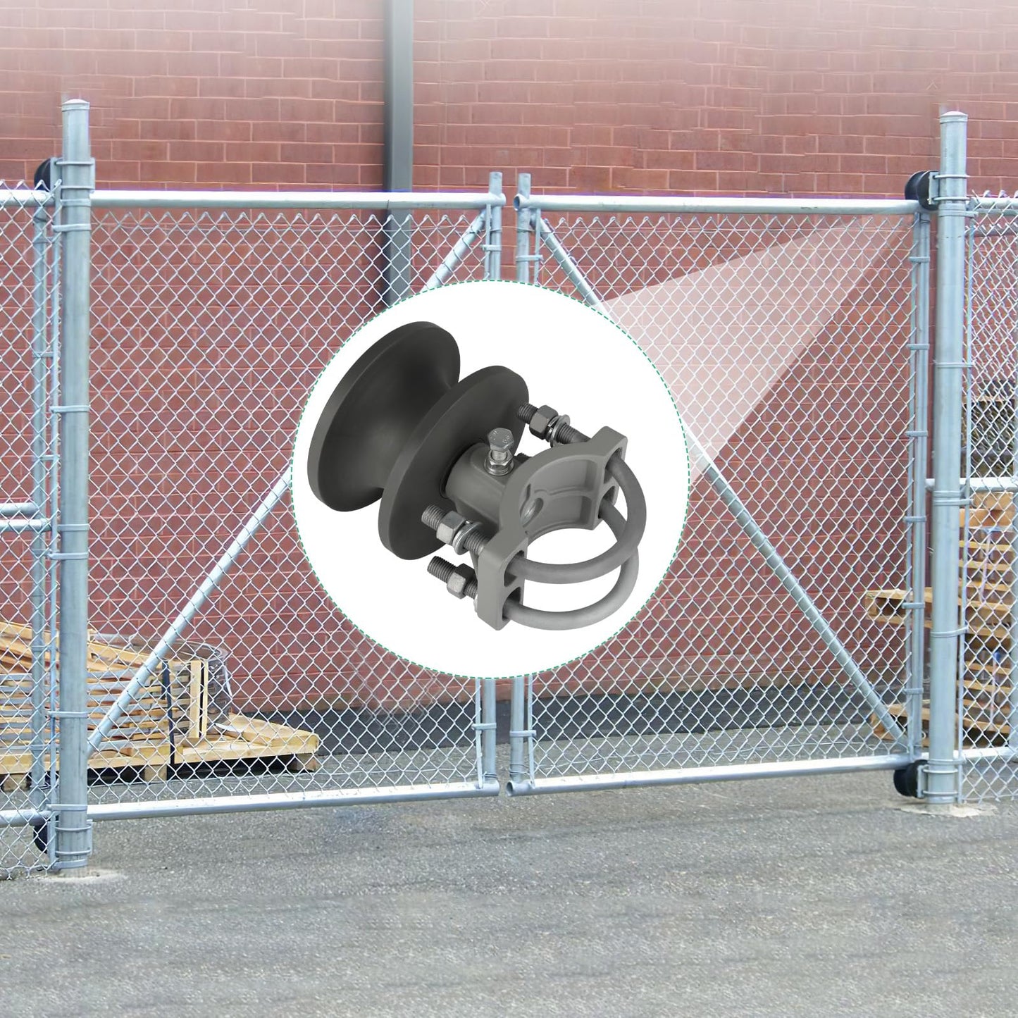 Pubotlu 4 Pack Sliding Gate Rollers,Nylon Cantilever Rollers 2-3/8" Gate Frames, 4" Round Post Chain Link Fence Parts, Cantilevered Rail Fence Gate Kit,Sliding Gate Kit Hardware