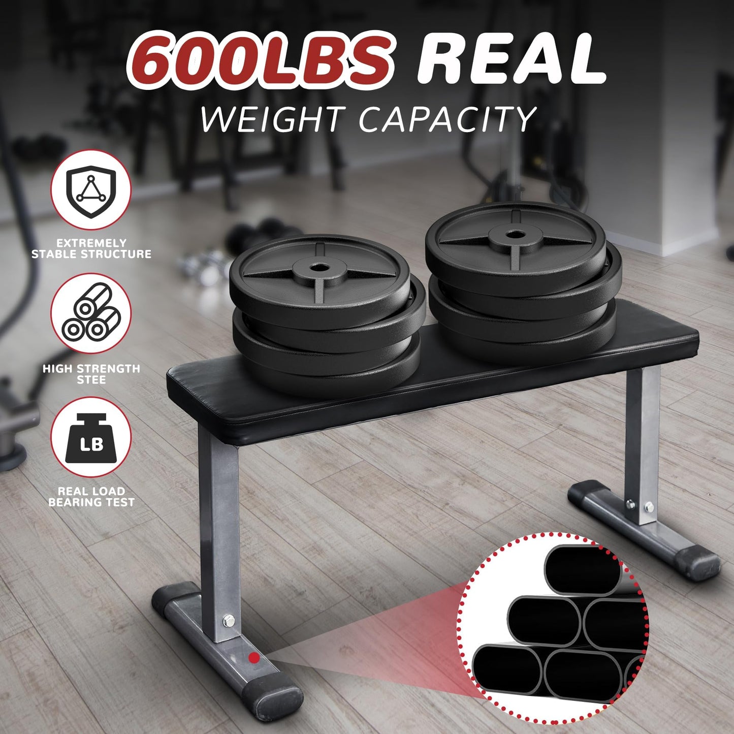Fitvids Flat Weight Bench for Home Gym Weight Training, Midnight